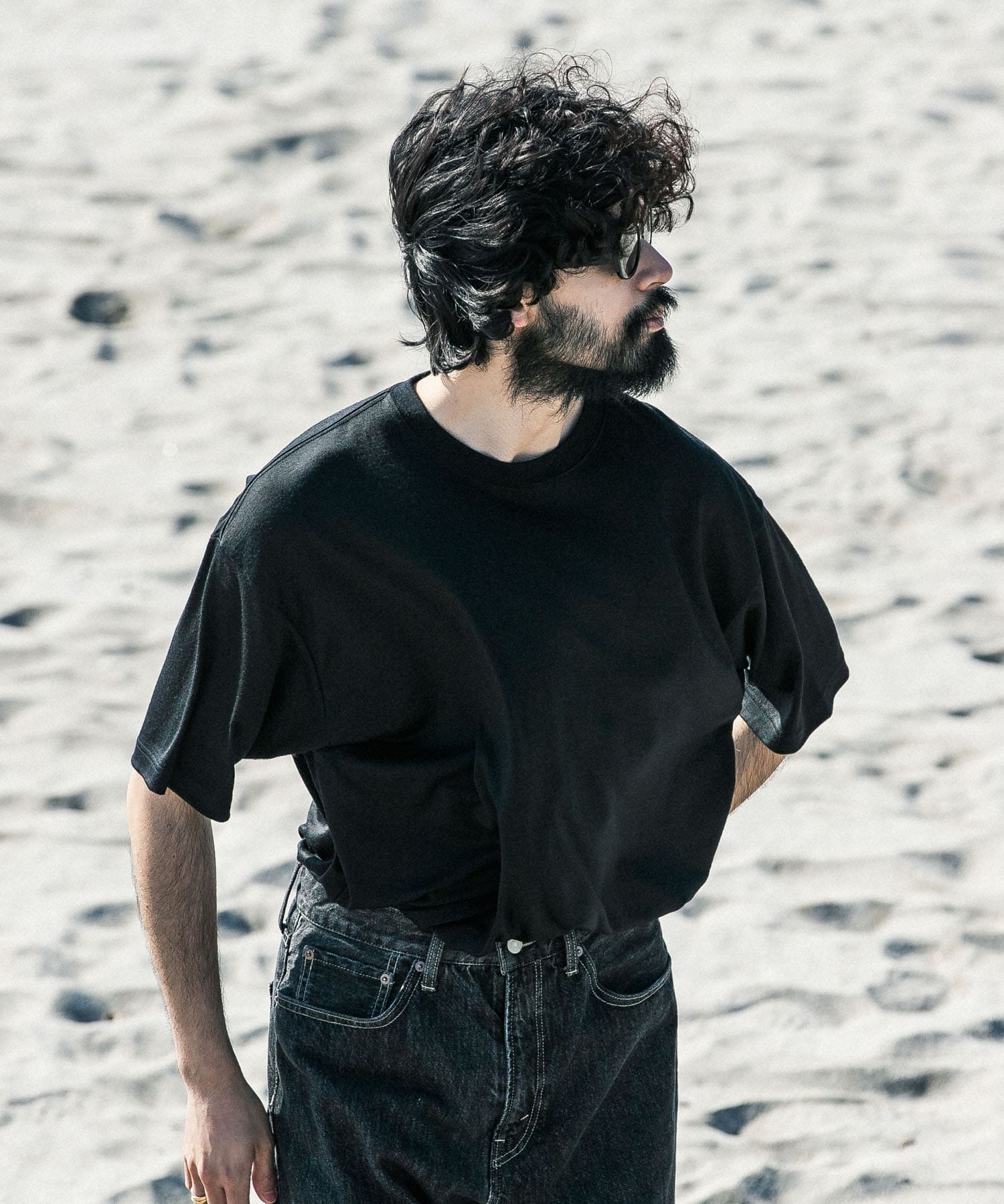 new basic　ウォッシャブルメリノウールショートスリーブTシャツ