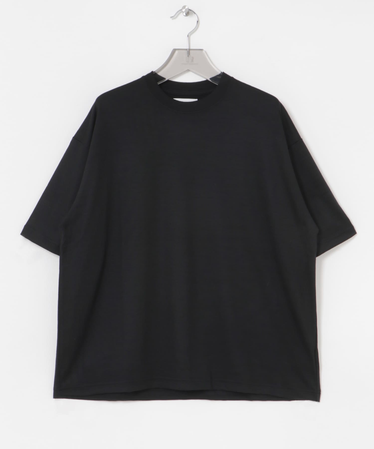 new basic　ウォッシャブルメリノウールショートスリーブTシャツ BLACK M
