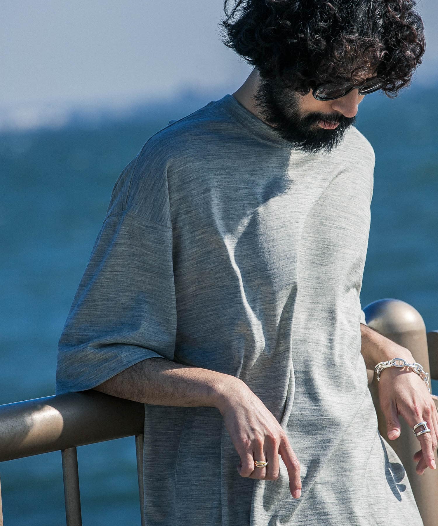 new basic　ウォッシャブルメリノウールショートスリーブTシャツ