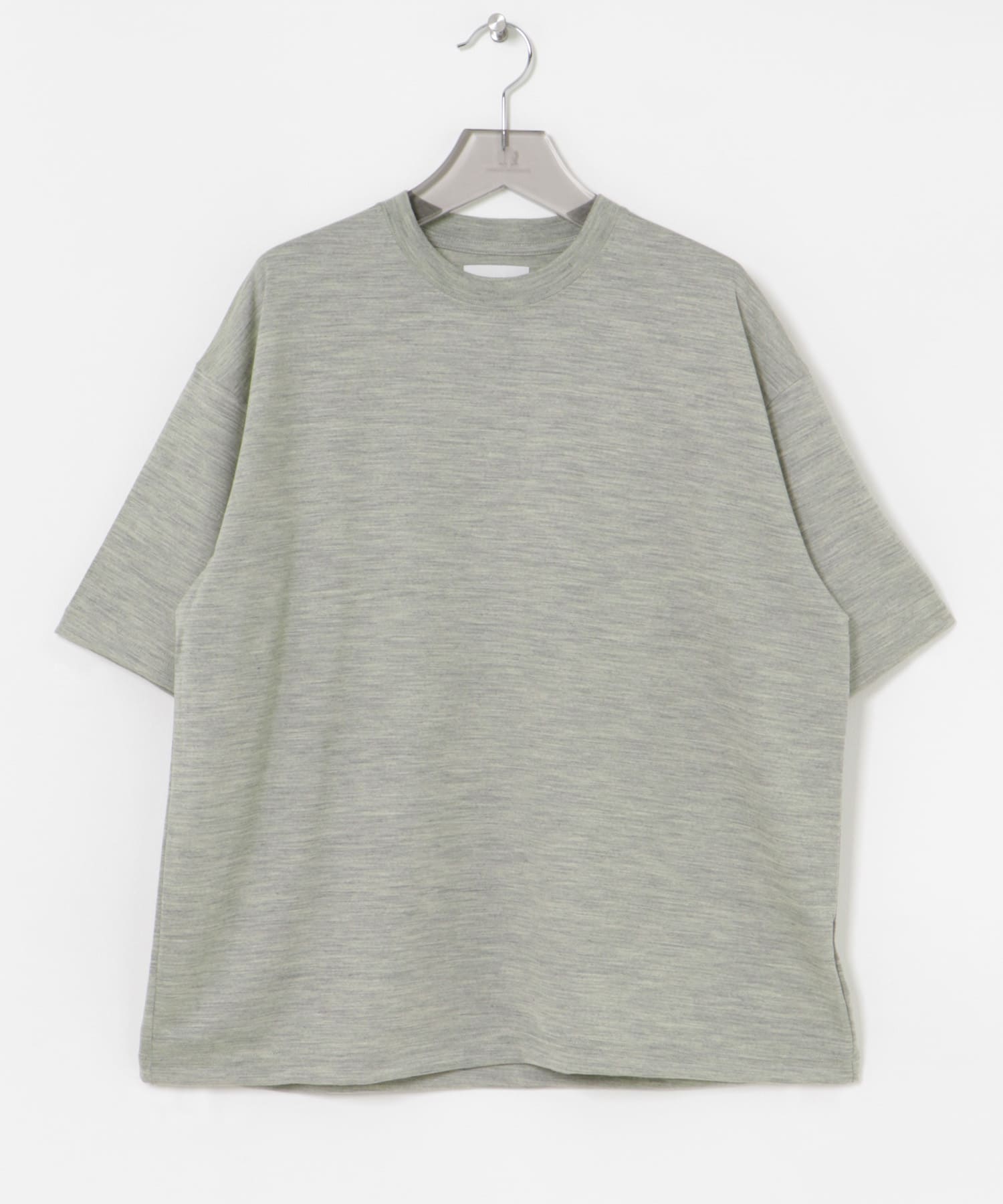 new basic　ウォッシャブルメリノウールショートスリーブTシャツ GRAY M