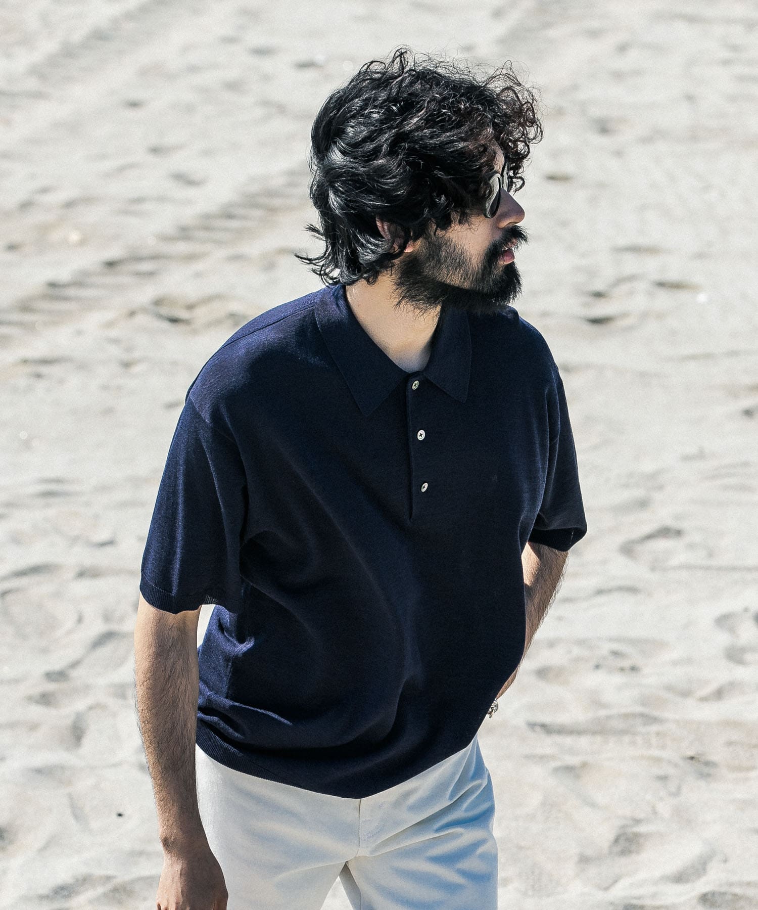 new basic ウールシルクニットポロ(M NAVY): トップス｜URBAN