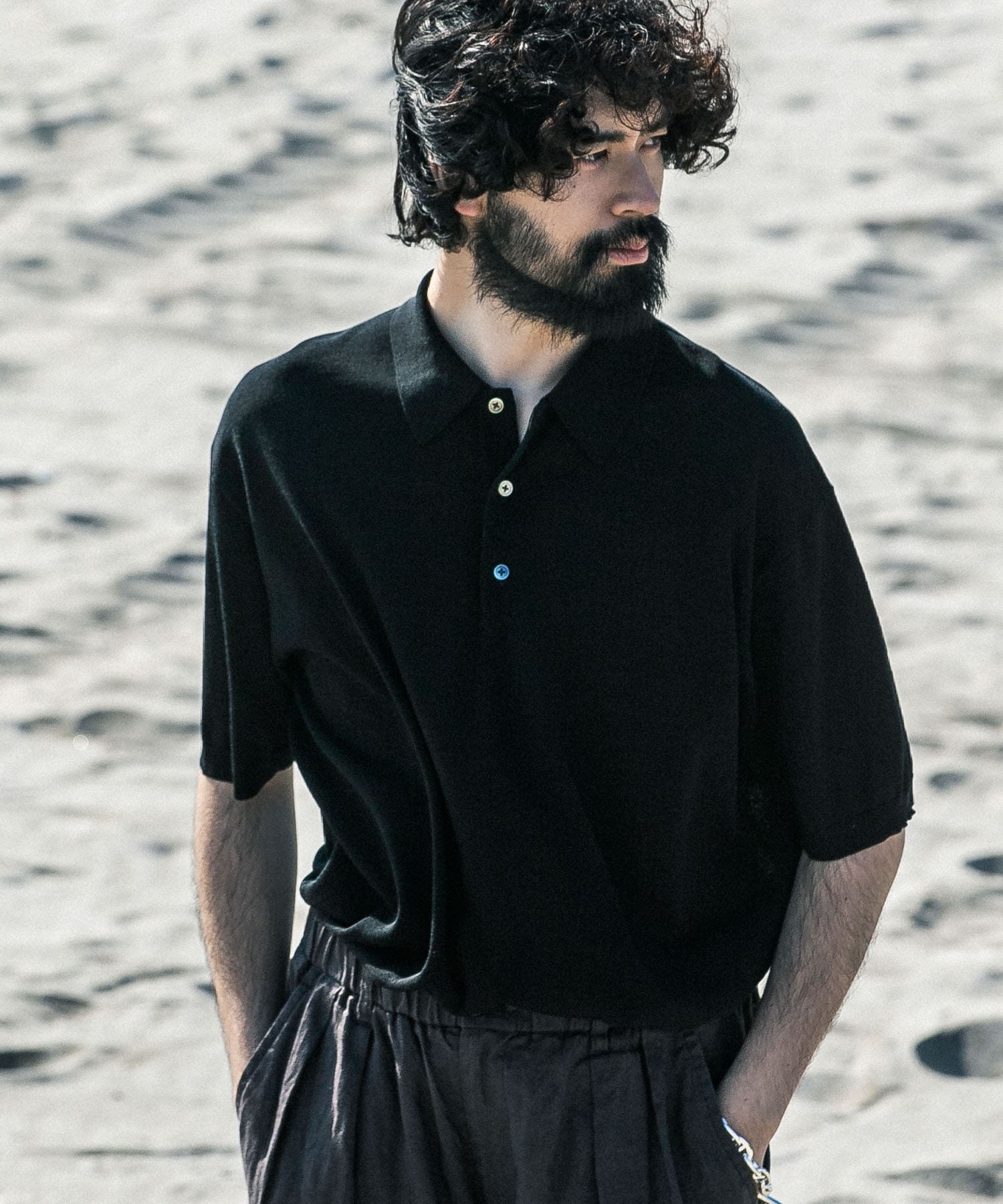 new basic ウールシルクニットポロ(M NAVY): トップス｜URBAN