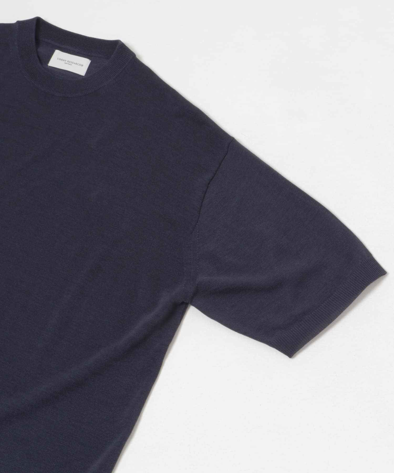 new basic　WOOL SILK KNIT T-SHIRTS NAVY M