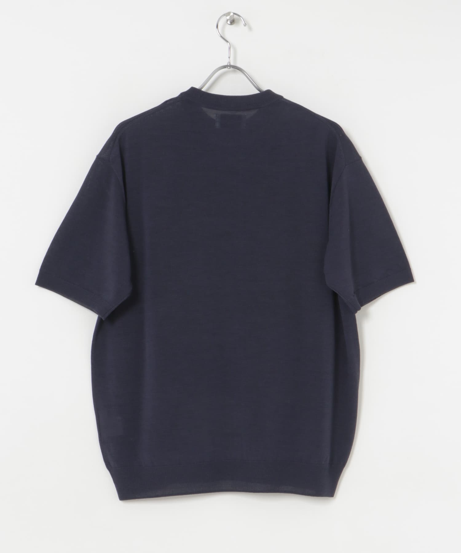 new basic　WOOL SILK KNIT T-SHIRTS NAVY M
