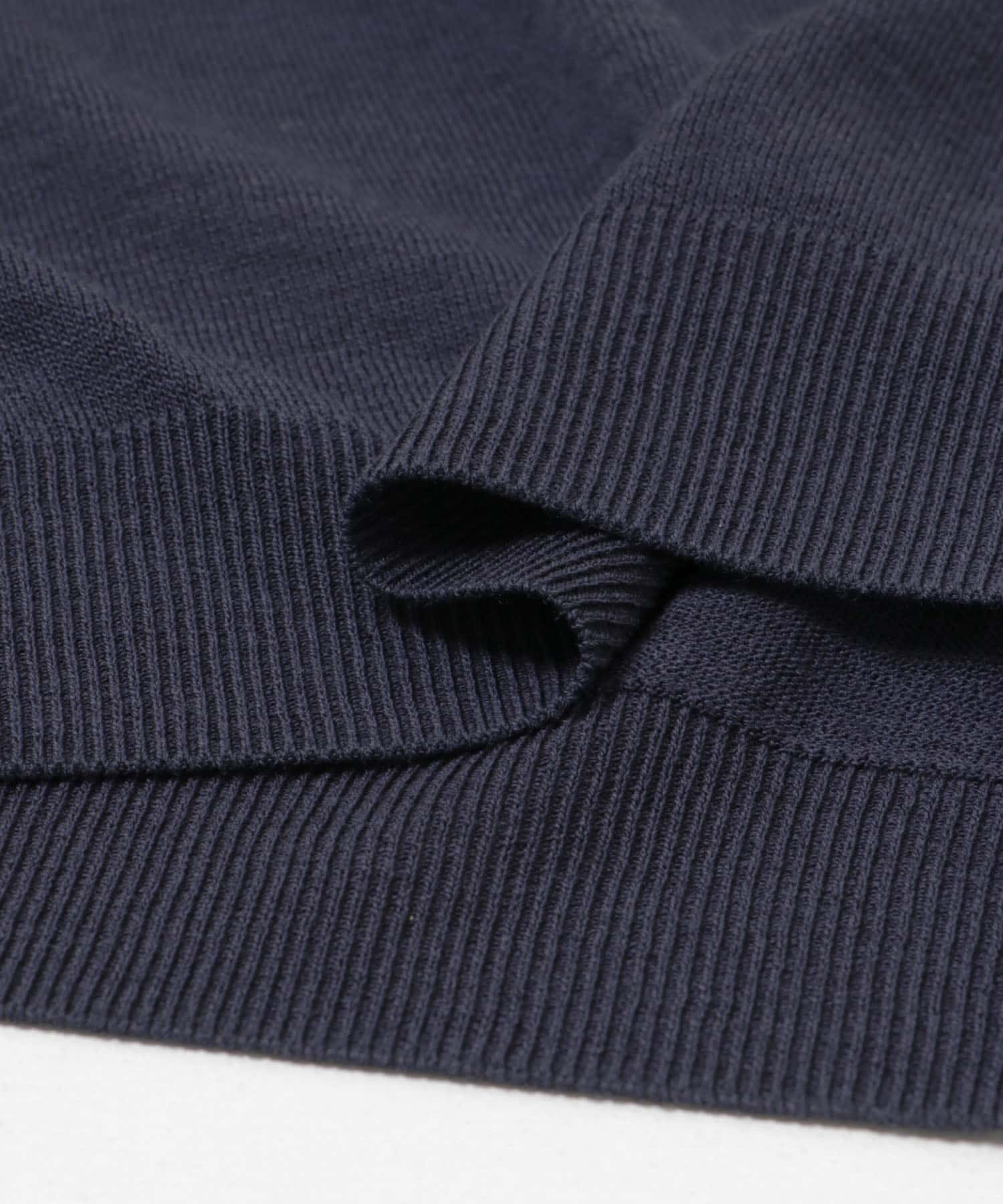 new basic　WOOL SILK KNIT T-SHIRTS NAVY M