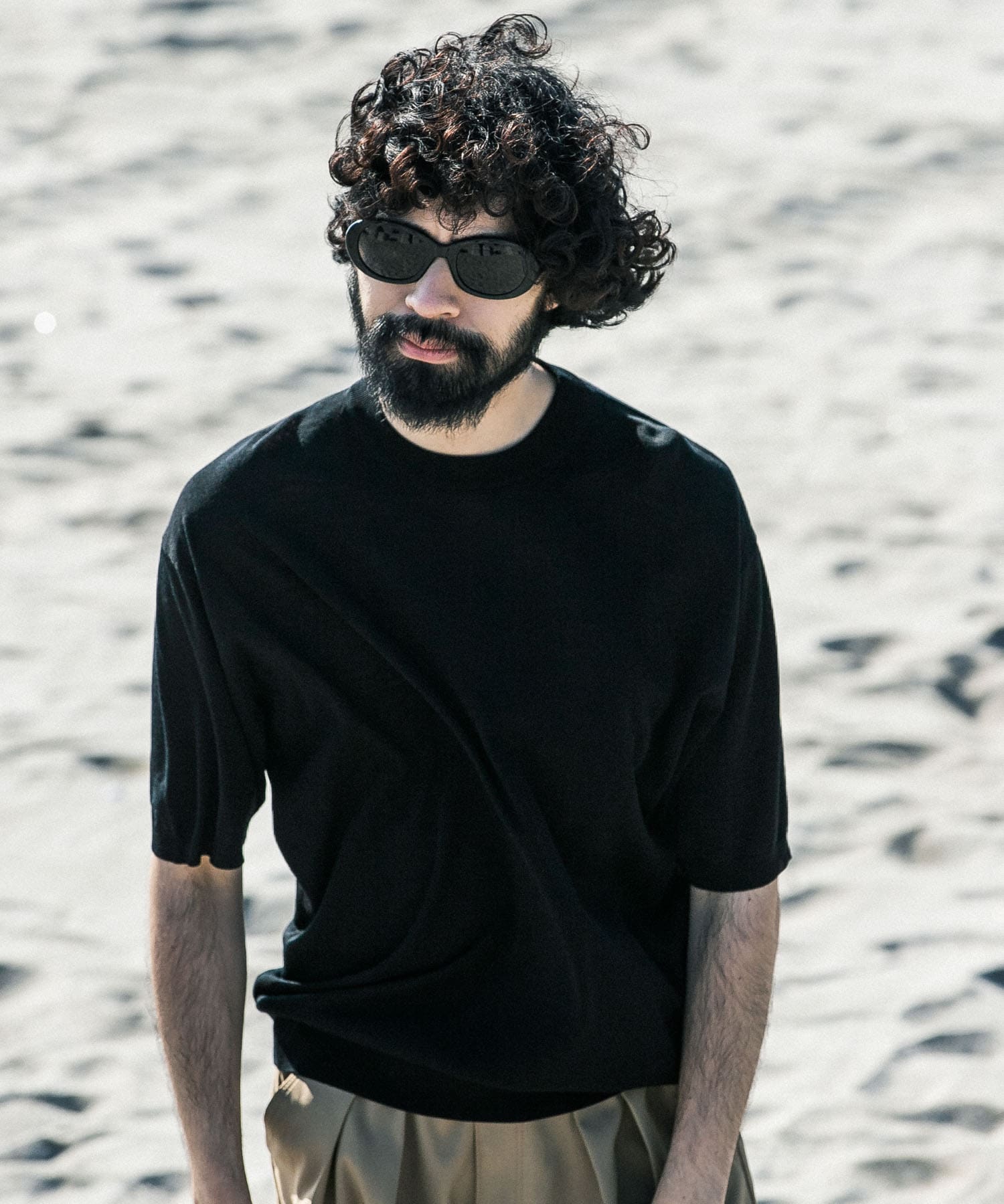 new basic　WOOL SILK KNIT T-SHIRTS