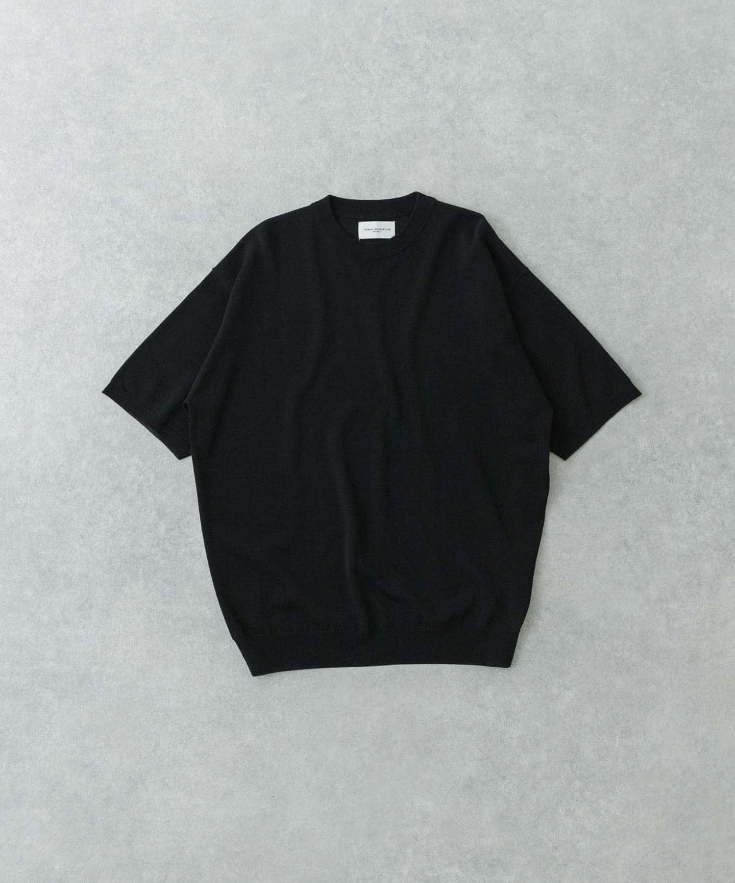 new basic　WOOL SILK KNIT T-SHIRTS BLACK M
