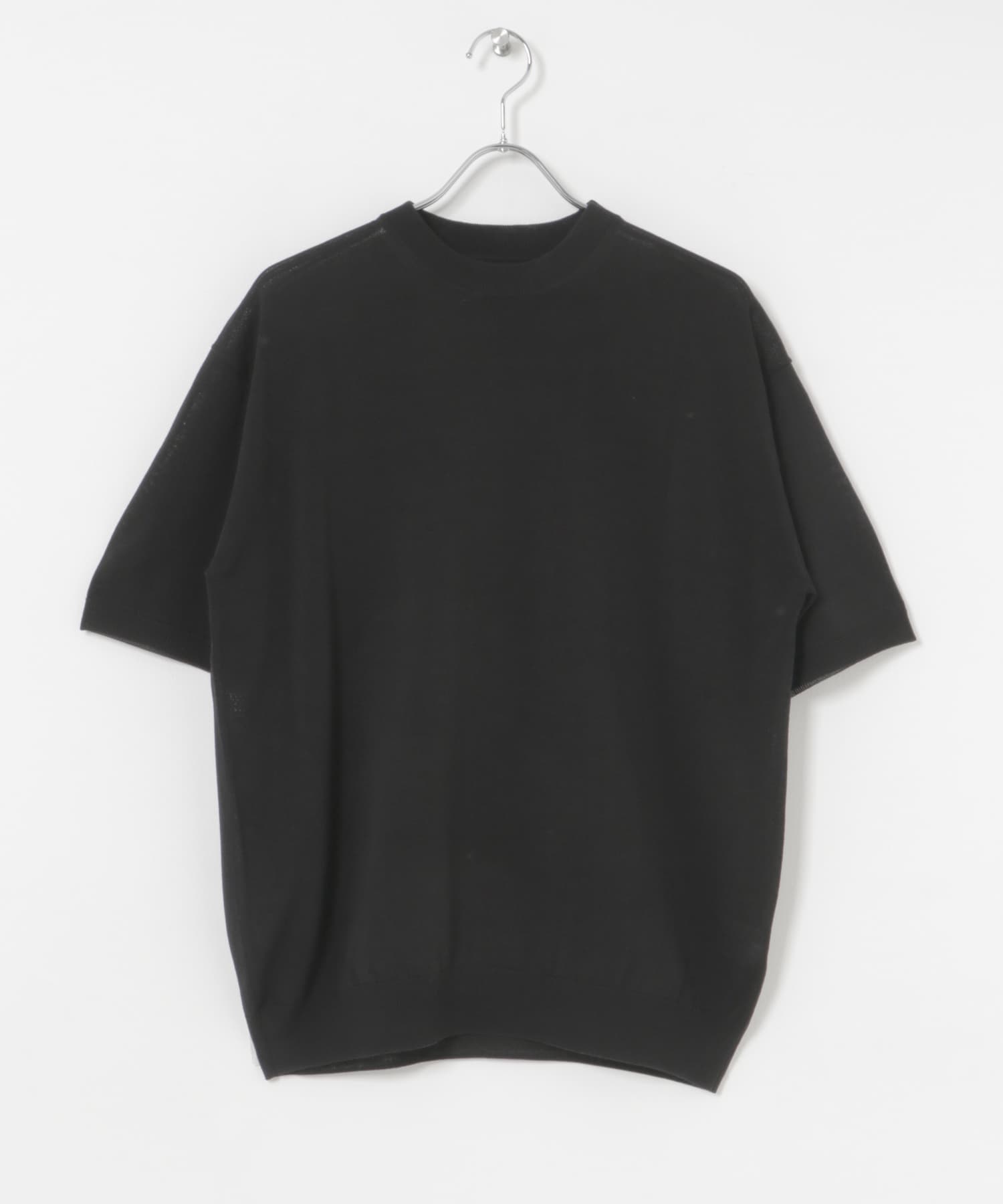 new basic　WOOL SILK KNIT T-SHIRTS BLACK M