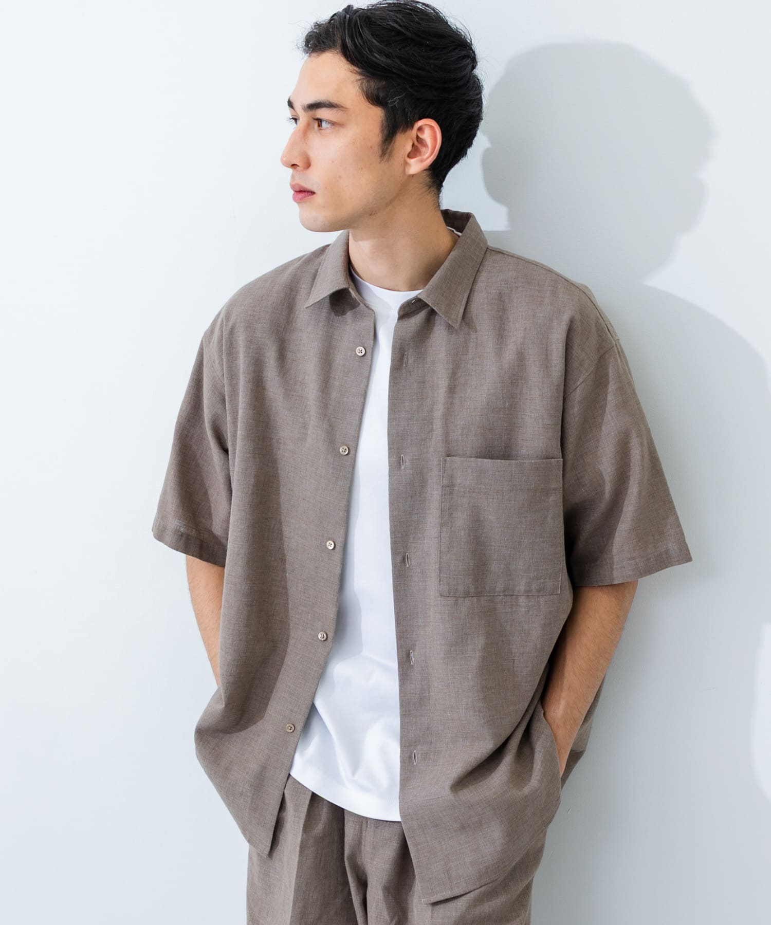 LINEN PIN HEAD SHORT-SLEEVE SHIRTS