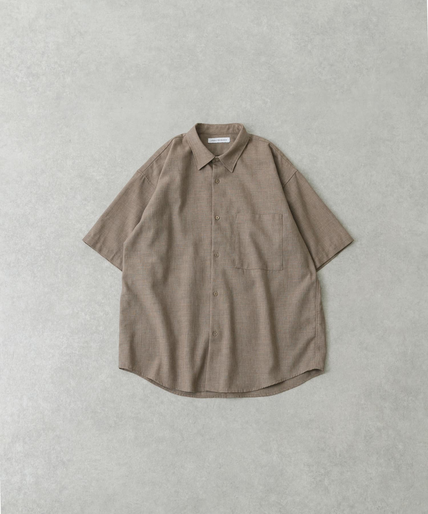 LINEN PIN HEAD SHORT-SLEEVE SHIRTS TAUPE L