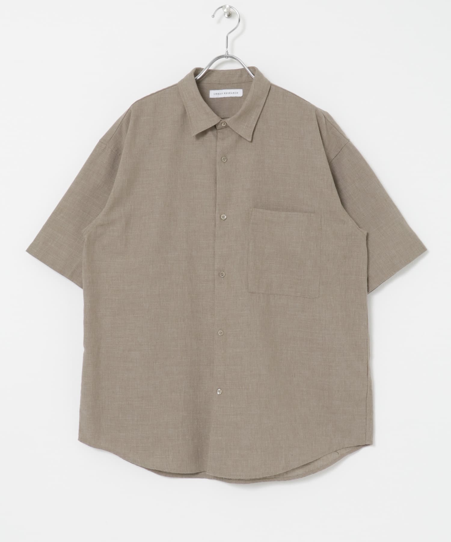 LINEN PIN HEAD SHORT-SLEEVE SHIRTS TAUPE M
