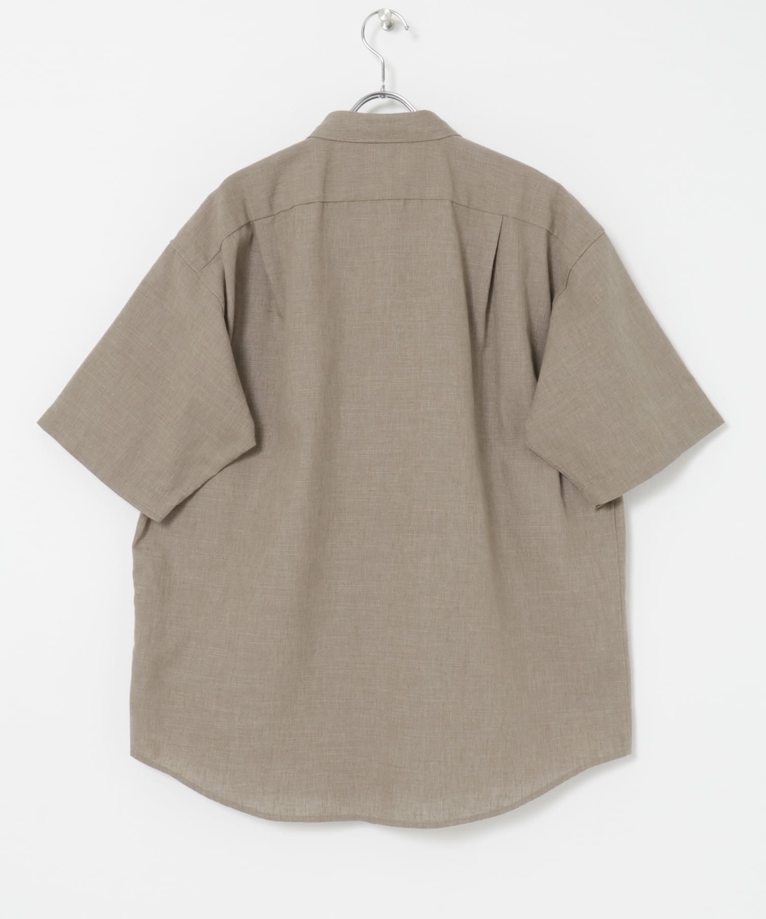 LINEN PIN HEAD SHORT-SLEEVE SHIRTS TAUPE M