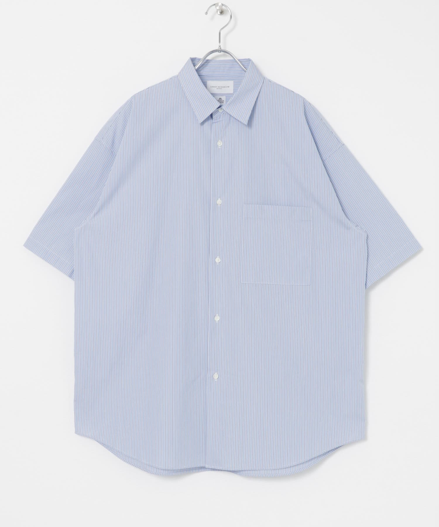 new basic　THOMAS MASON SHORT-SLEEVE OVER SHIRTS STRIPE S
