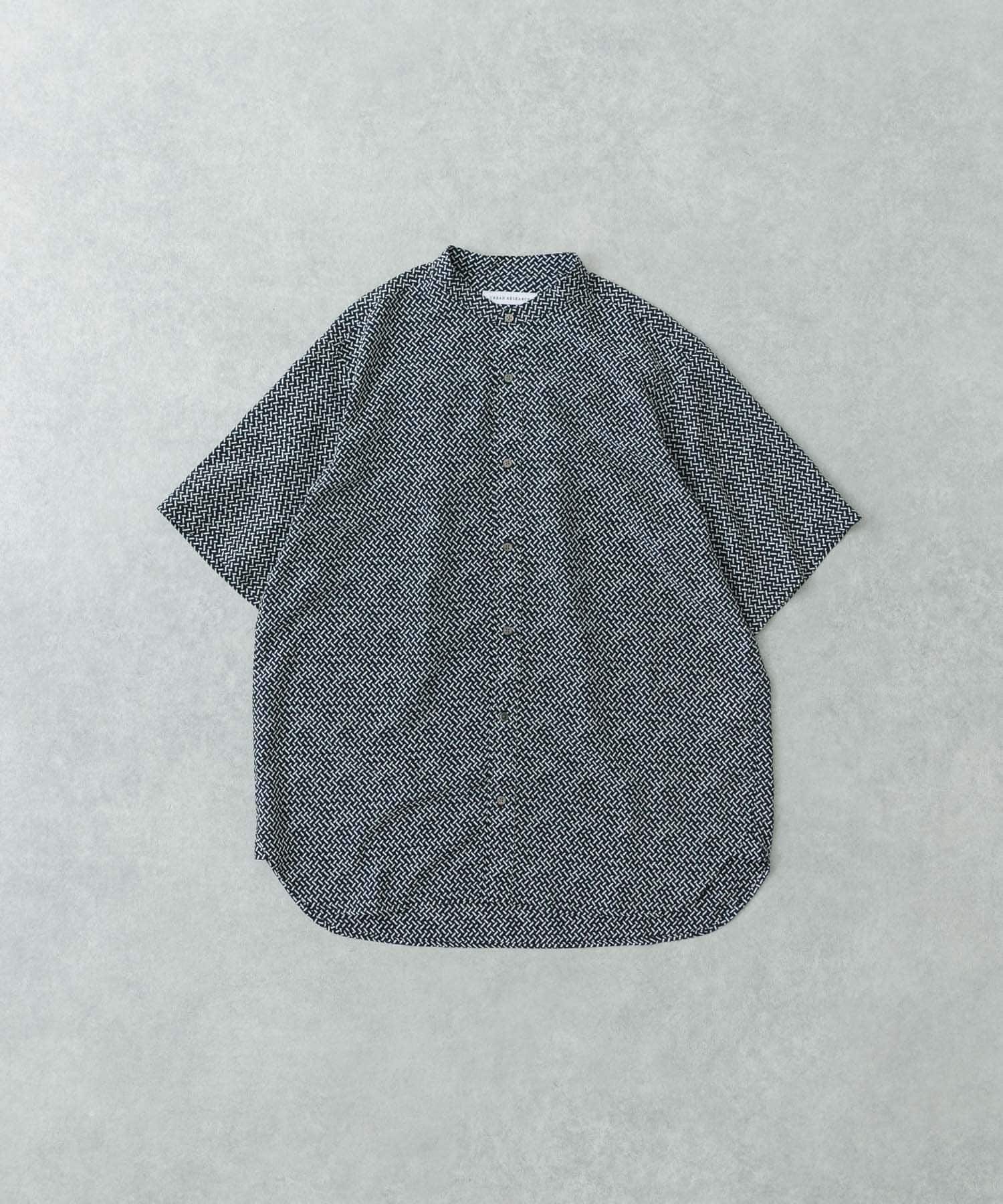 PRINT BAND COLLAR SHIRTS BLK×WHT M