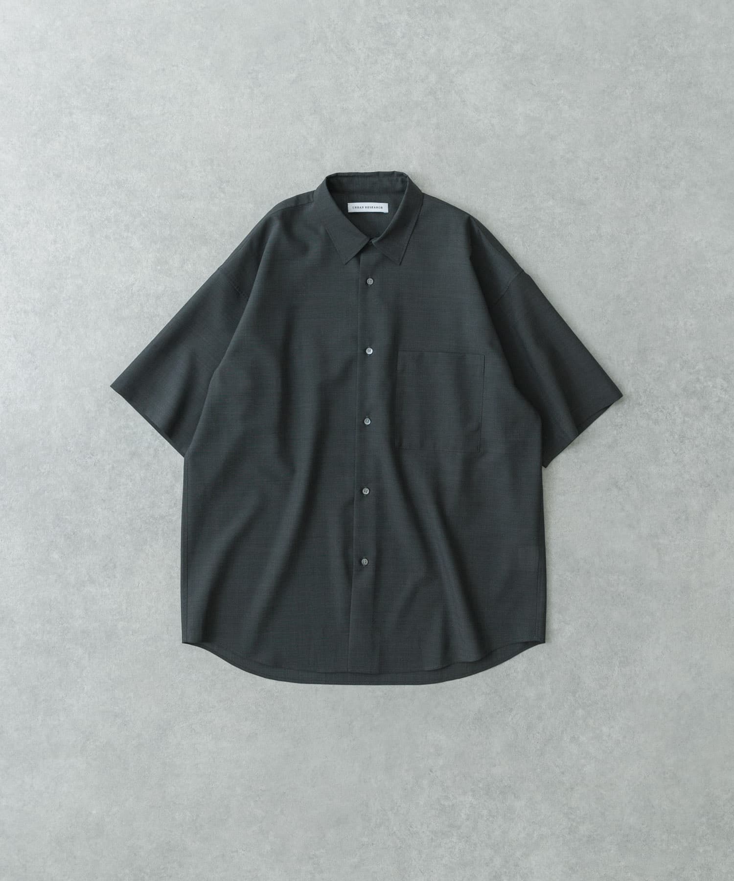 ウォッシャブルウールサイロフィルショートスリーブシャツ CHARCOAL M