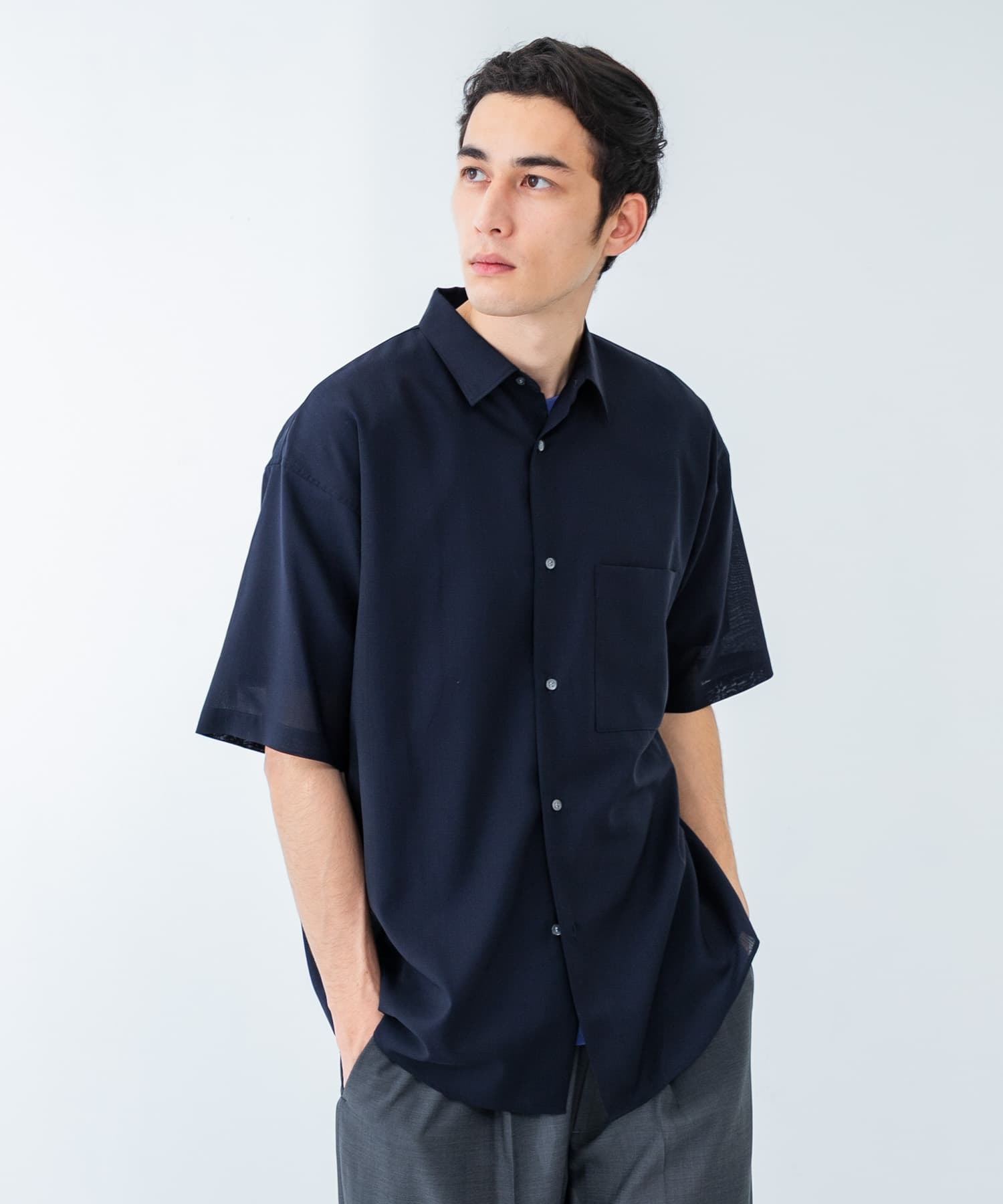ウォッシャブルウールサイロフィルショートスリーブシャツ