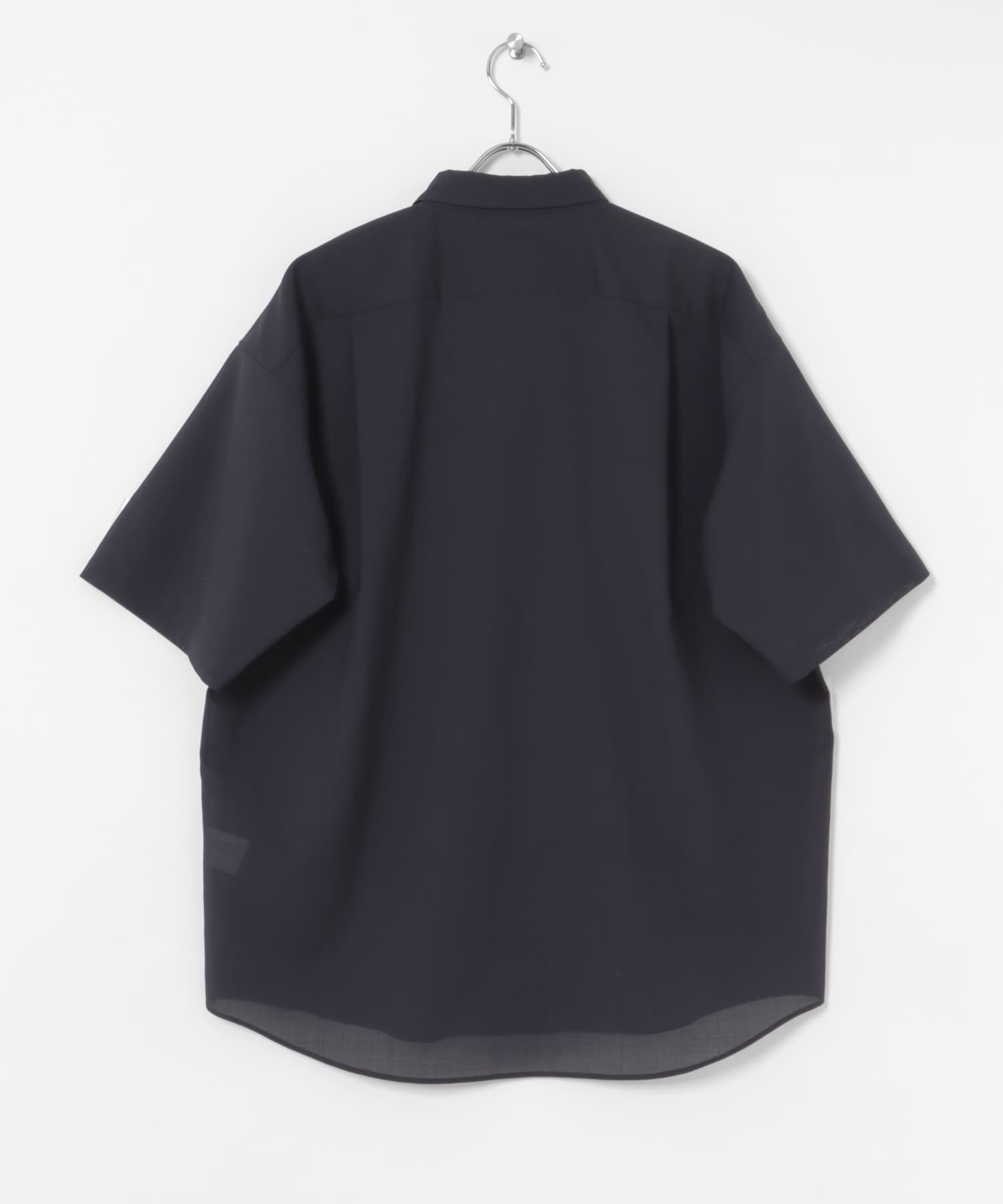 ウォッシャブルウールサイロフィルショートスリーブシャツ(M NAVY