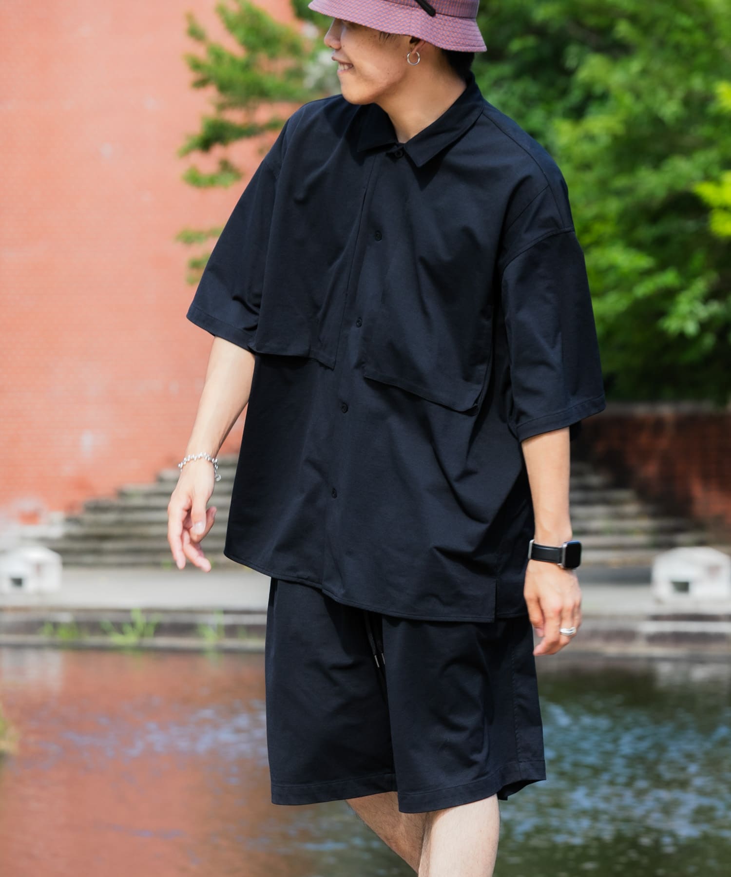 Wide Dad SHADE TECH SHORT-SLEEVE SHIRTS(1 D.NAVY): トップス｜URBAN