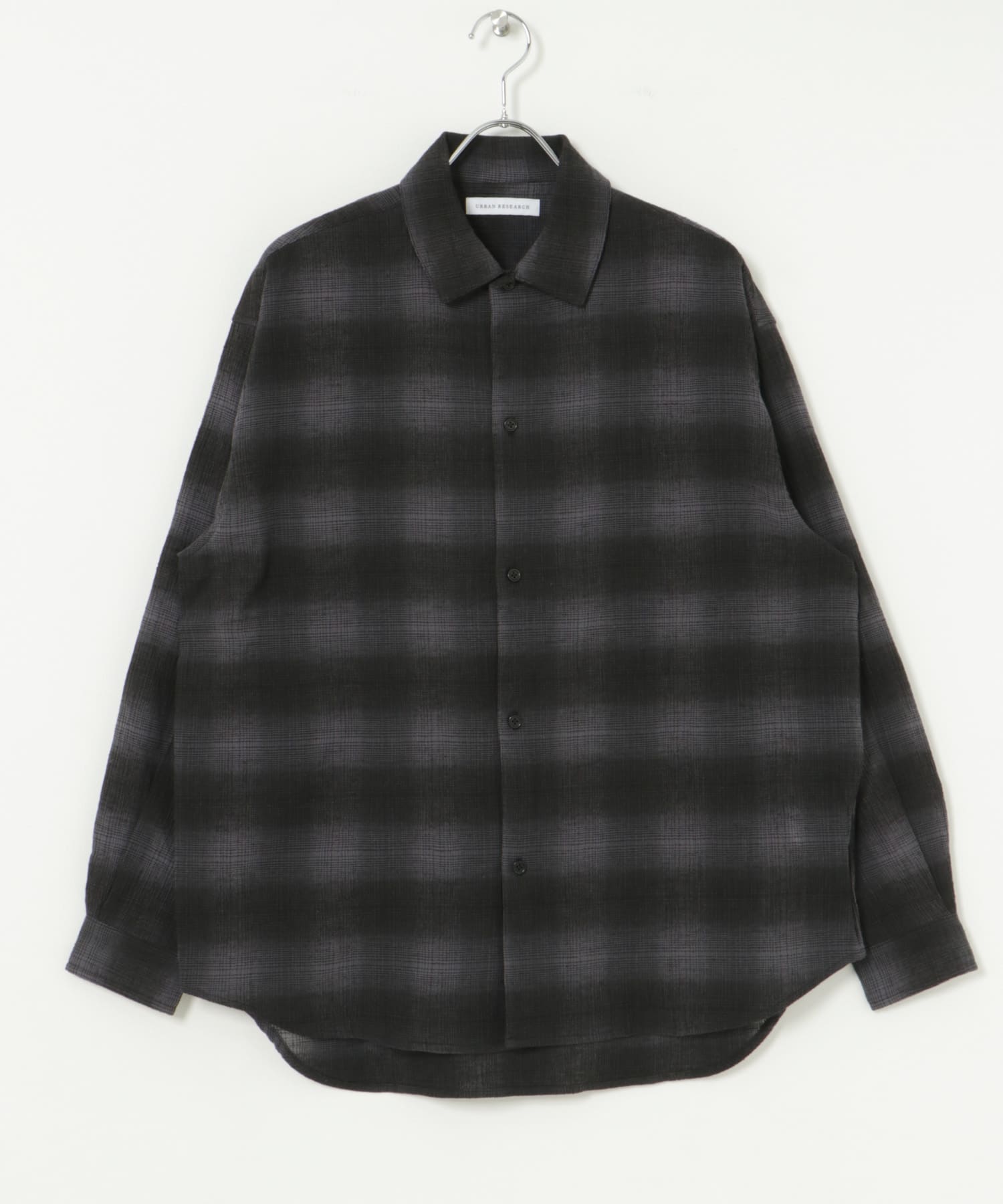 オンブレーチェックシャツ CHARCOAL M
