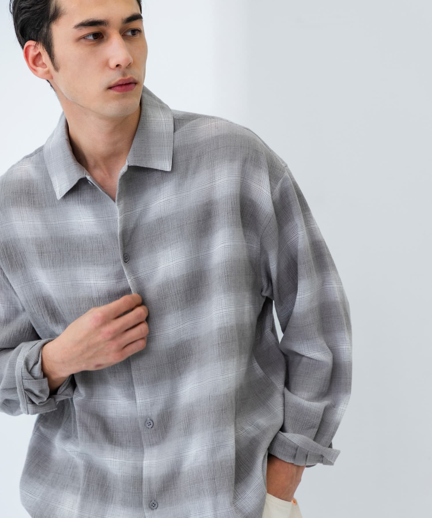 オンブレーチェックシャツ