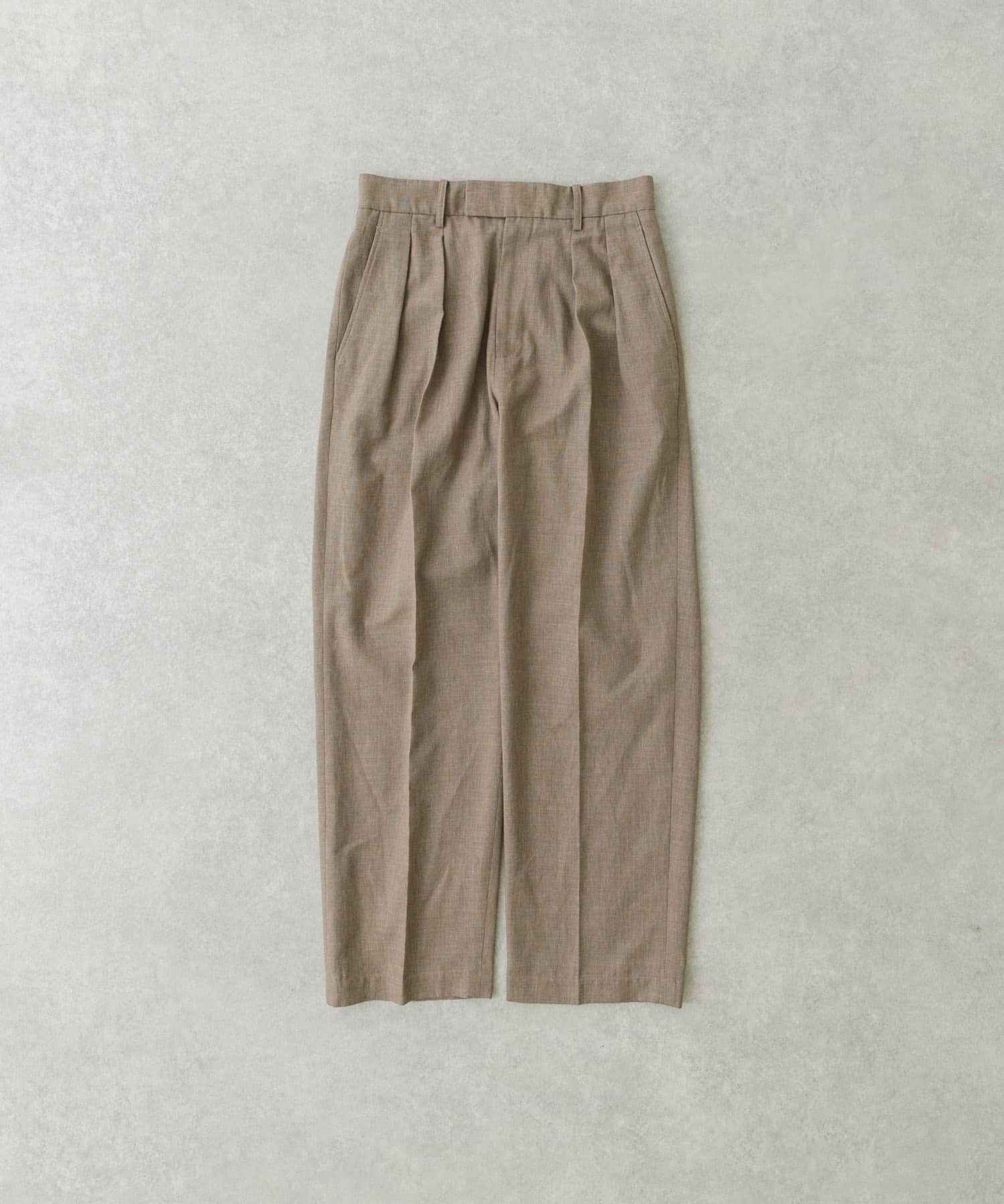 LINEN PIN HEAD TUCK PANTS TAUPE L