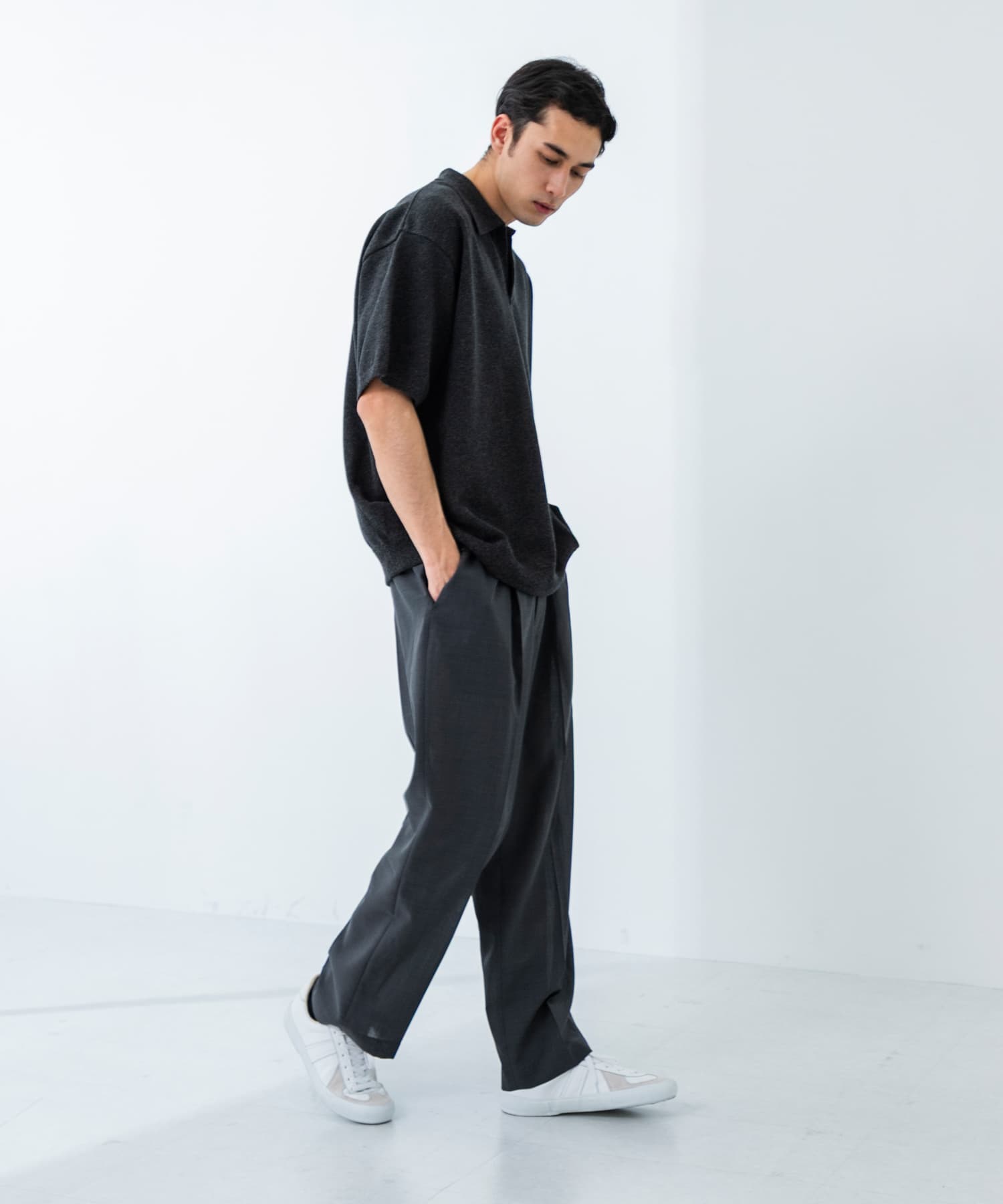 ウォッシャブルウールサイロフィルスラックス CHARCOAL L