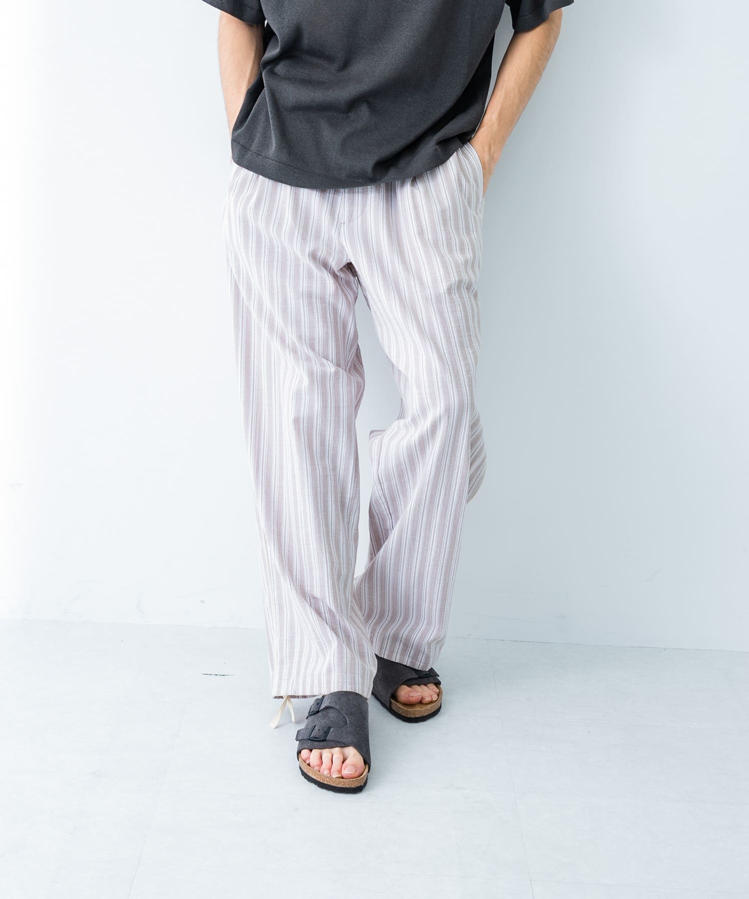 ストライプイージーパンツ SAND M