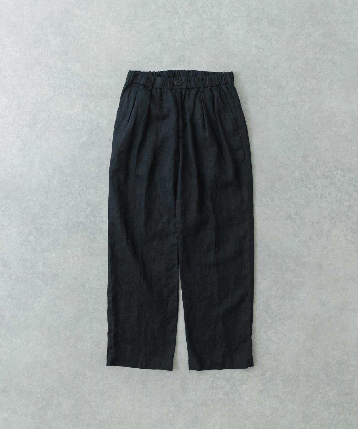 LINEN TUCK PANTS D.NAVY M