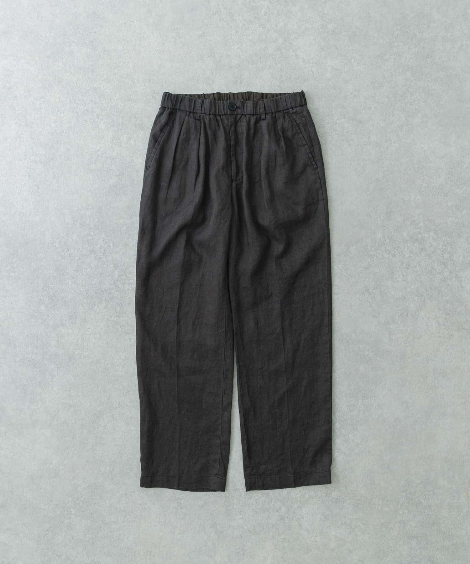 LINEN TUCK PANTS F.BLACK M