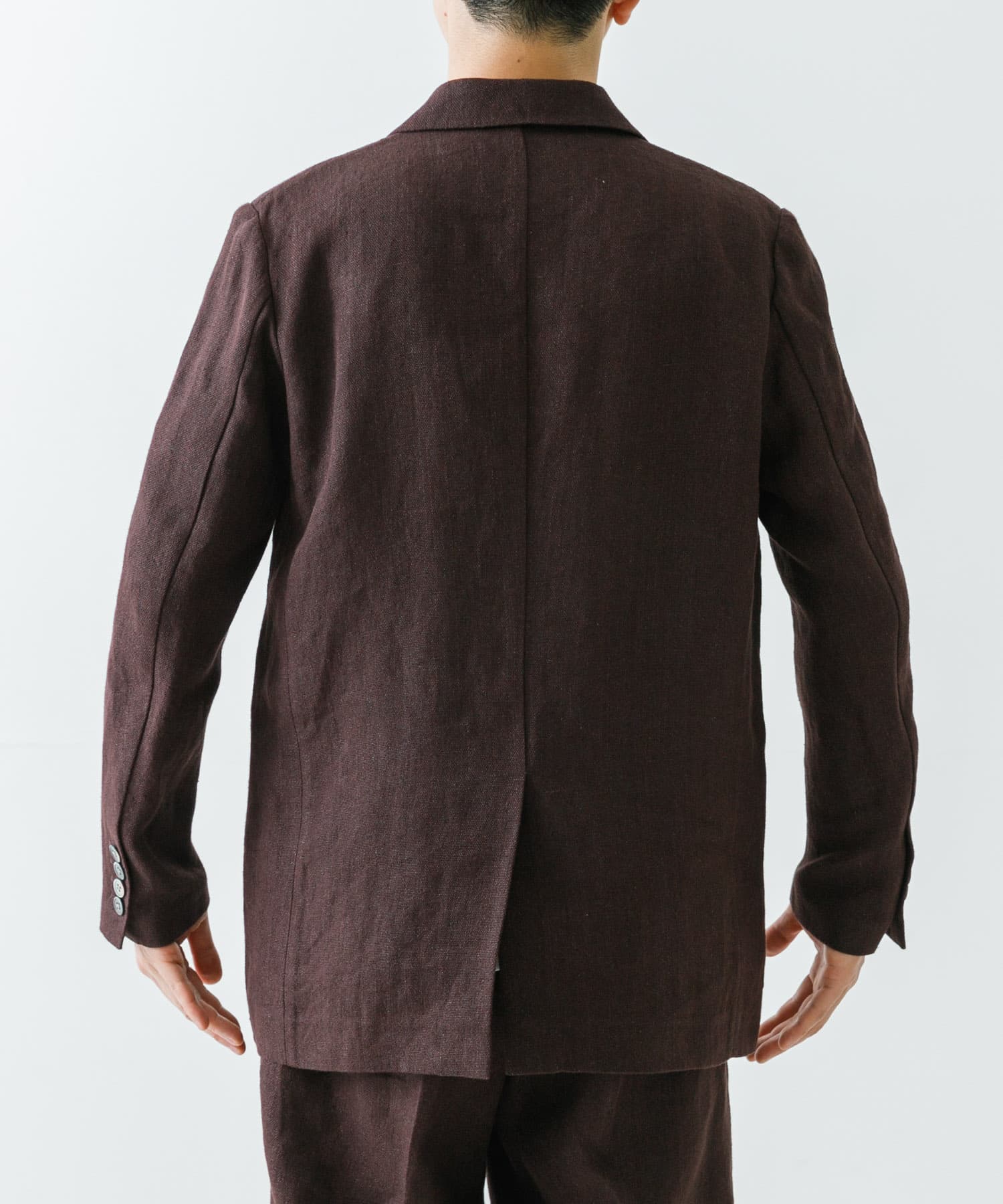 new basic　リネンセミダブルジャケット D.BROWN M