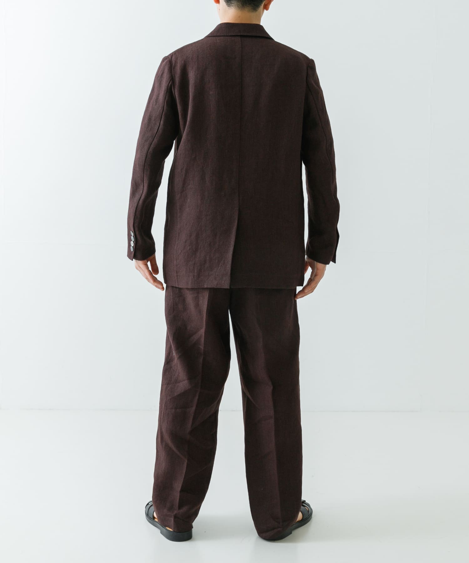 new basic　リネンセミダブルジャケット D.BROWN M