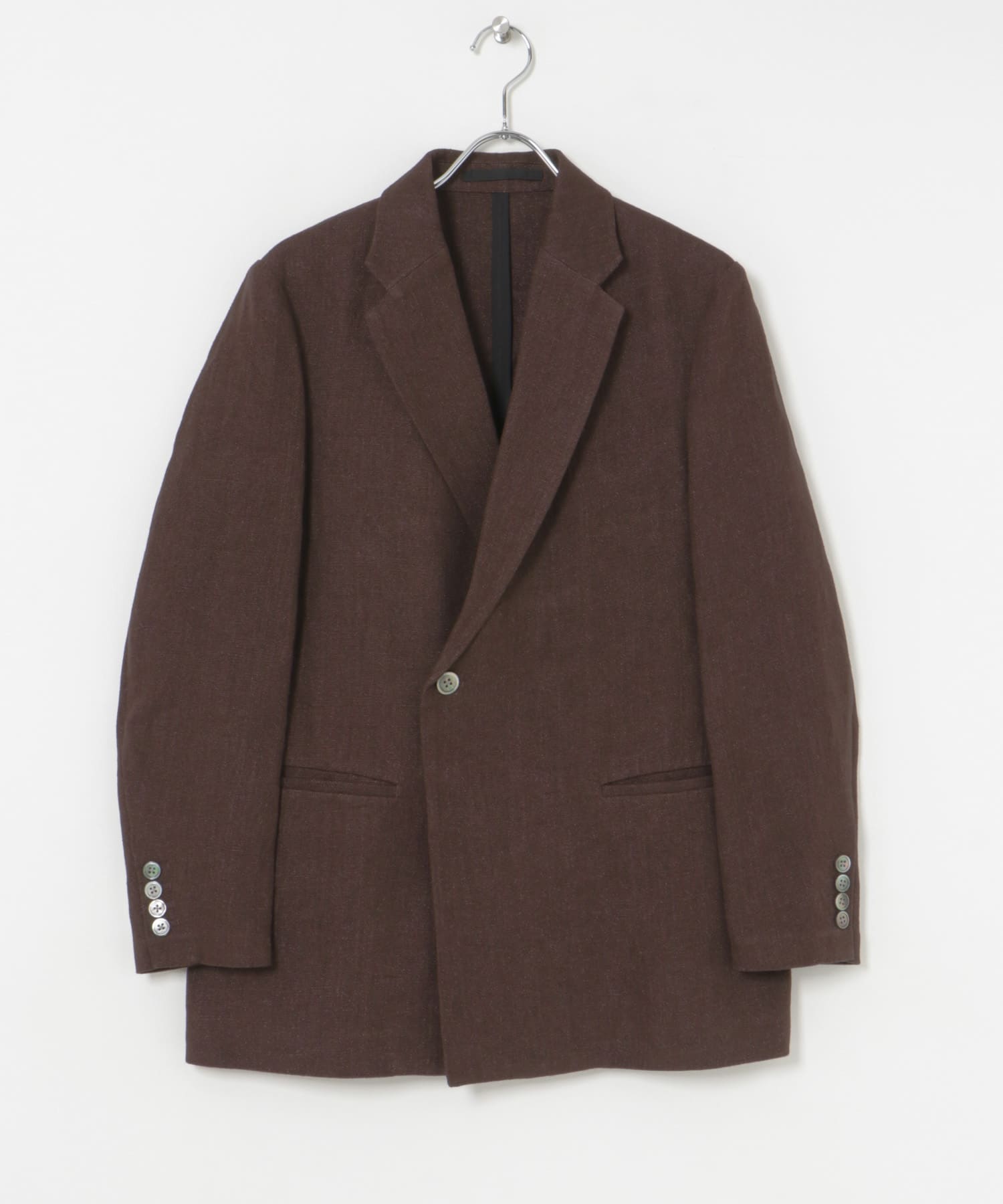 new basic　リネンセミダブルジャケット D.BROWN M