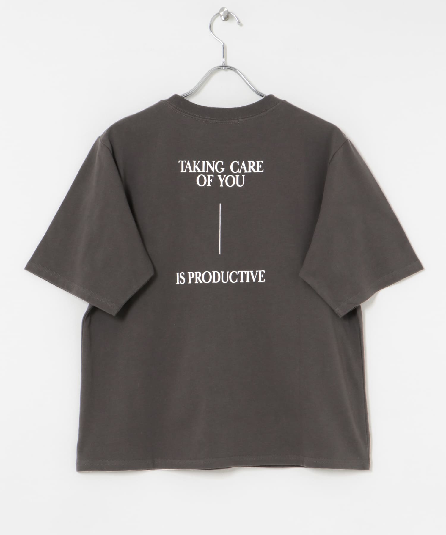 デザインロゴプリントTシャツ CHARCOAL-1 FREE