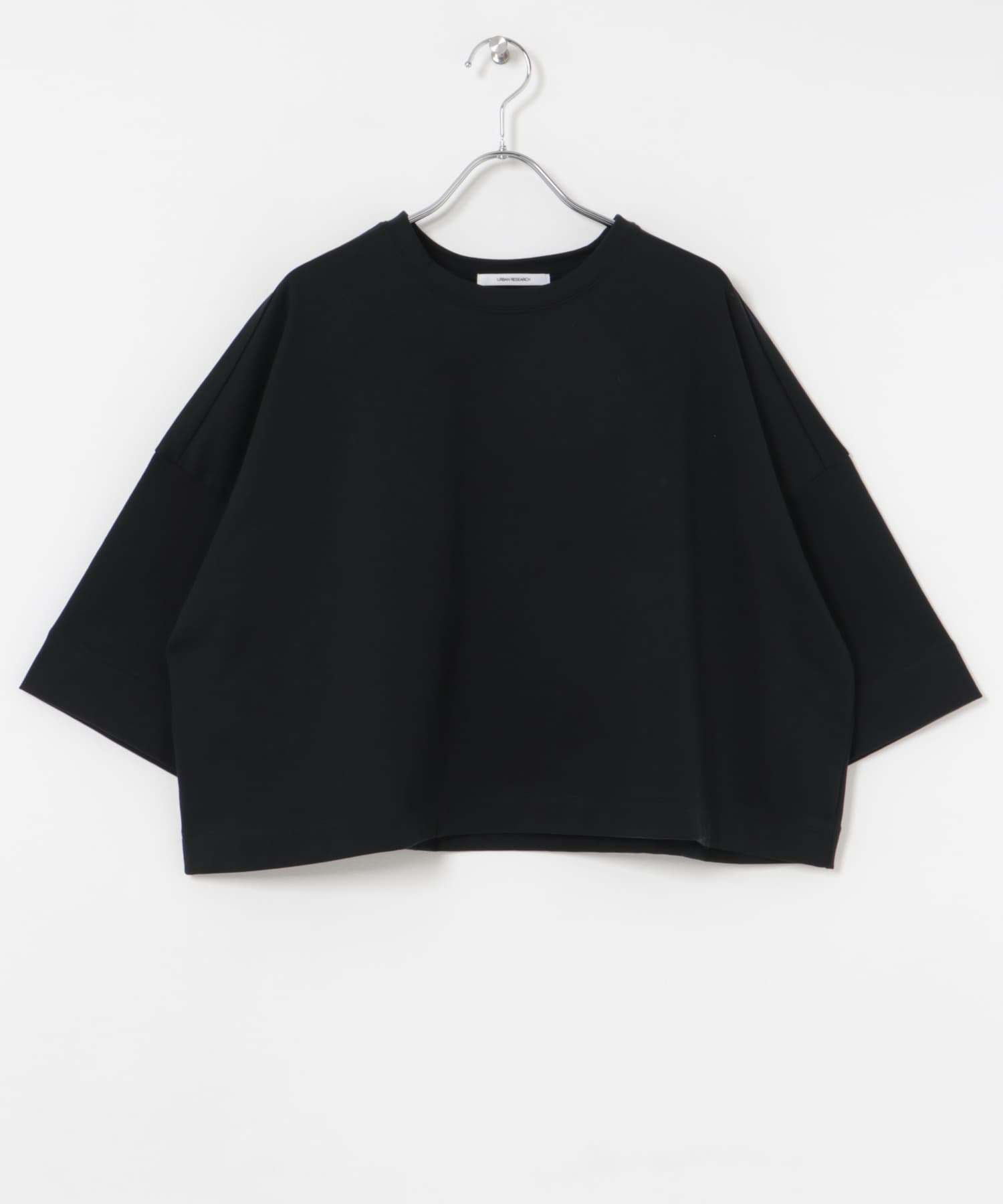 ショート丈ハーフスリーブカットソー BLACK FREE