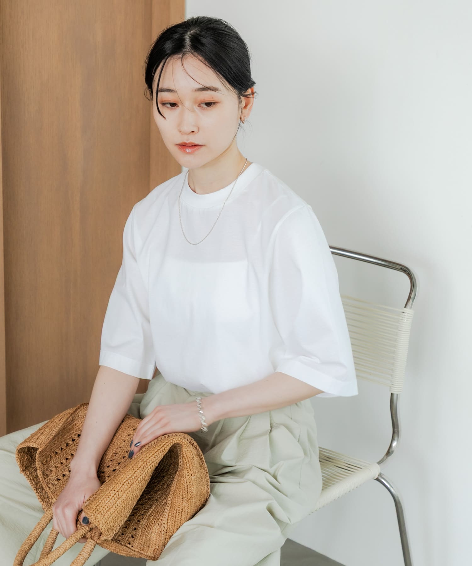 スーピマコットンハーフスリーブカットソー