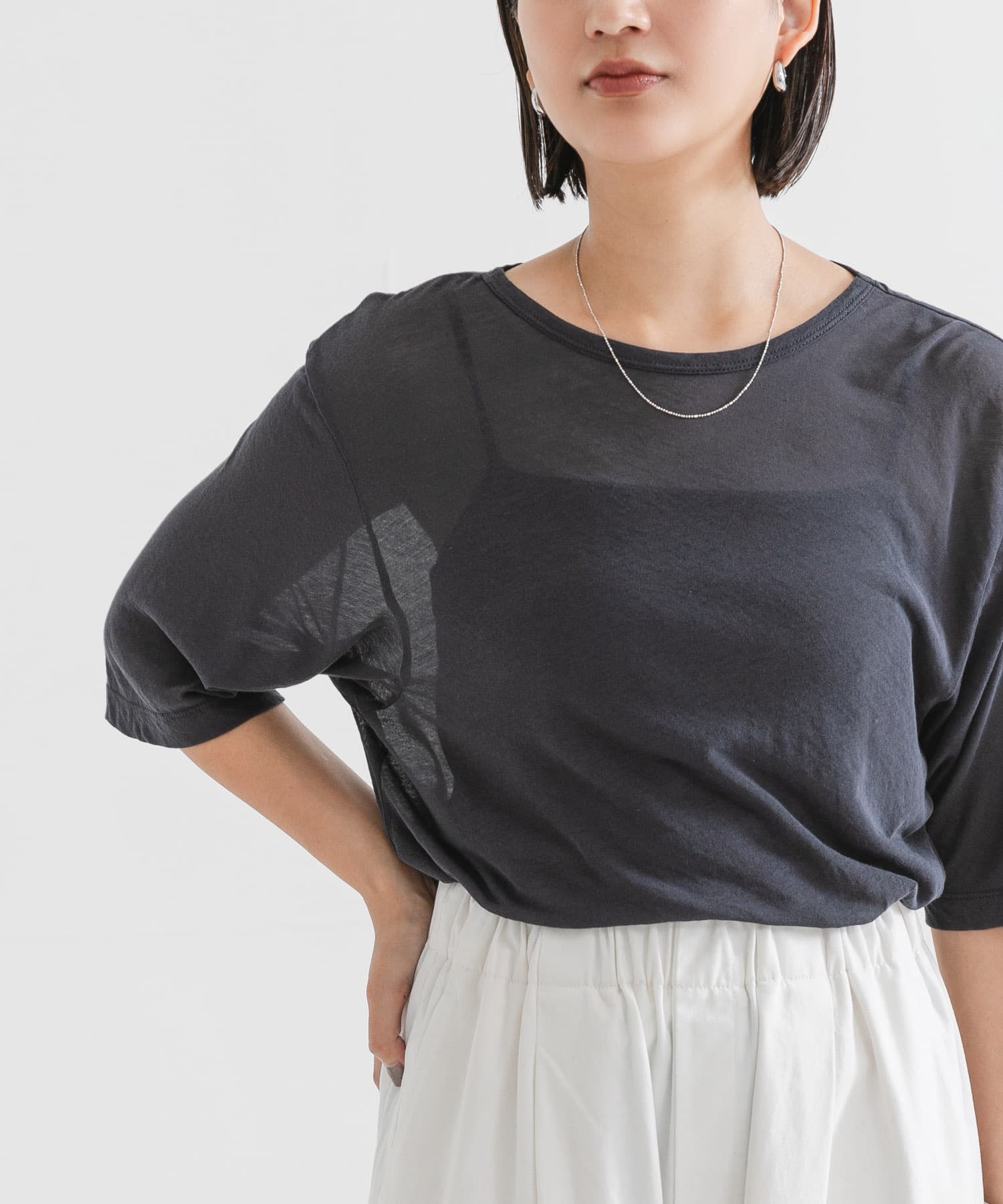 new basic　ドライツイストシアーTシャツ CHARCOAL FREE