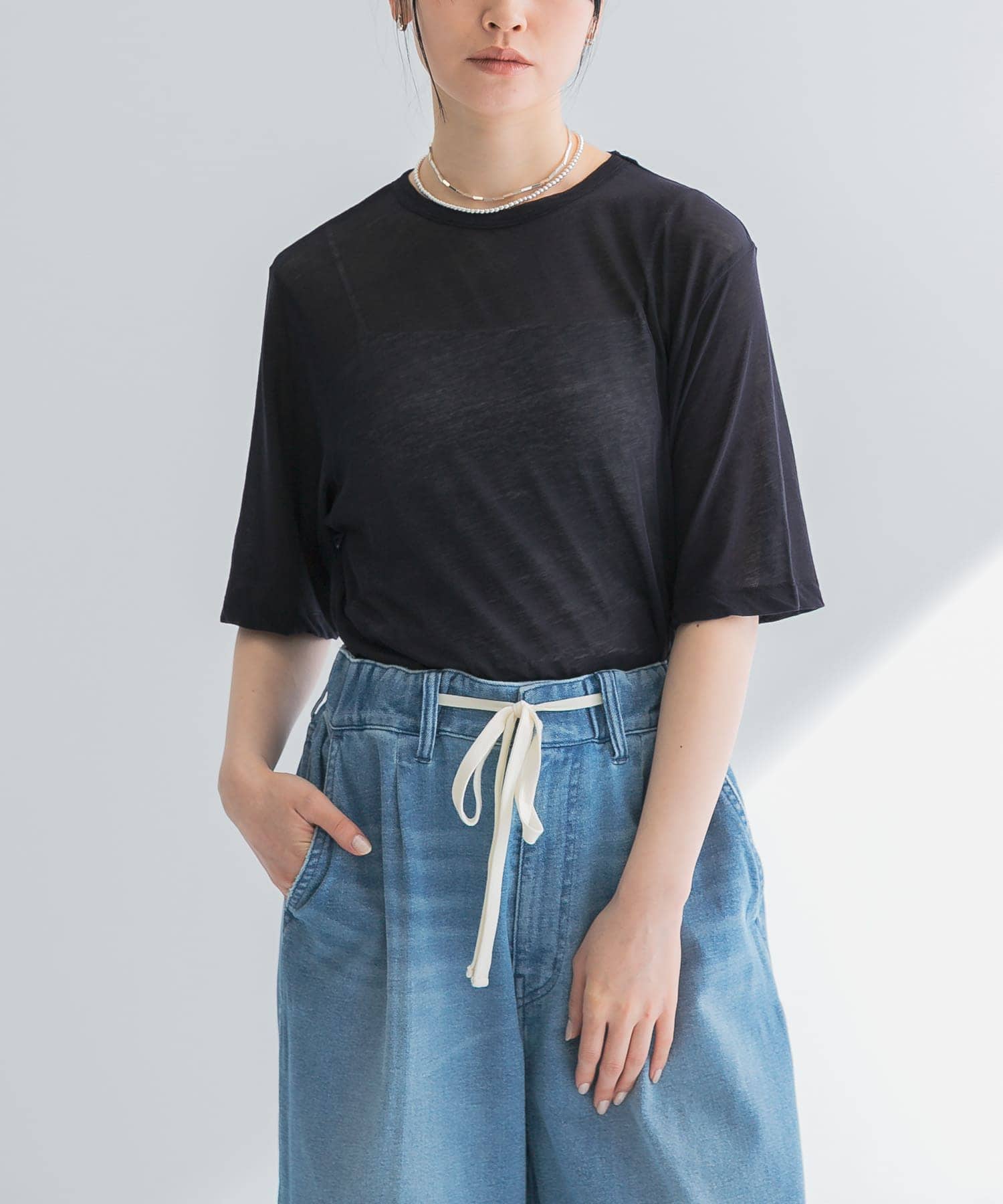 new basic ドライツイストシアーTシャツ(FREE BLACK): トップス｜URBAN
