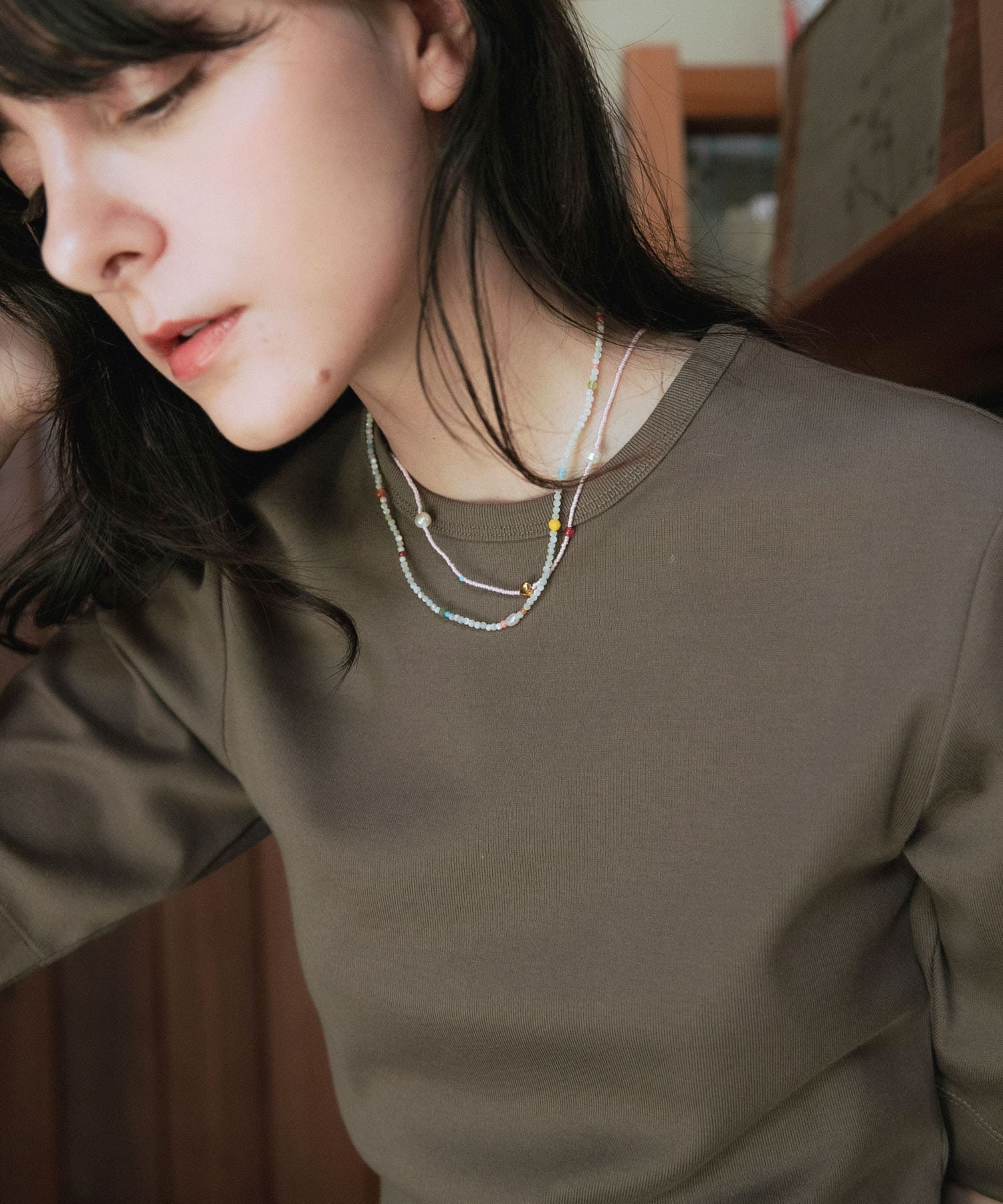 汗ジミ防止ハーフスリーブカットソー KHK GRAY FREE