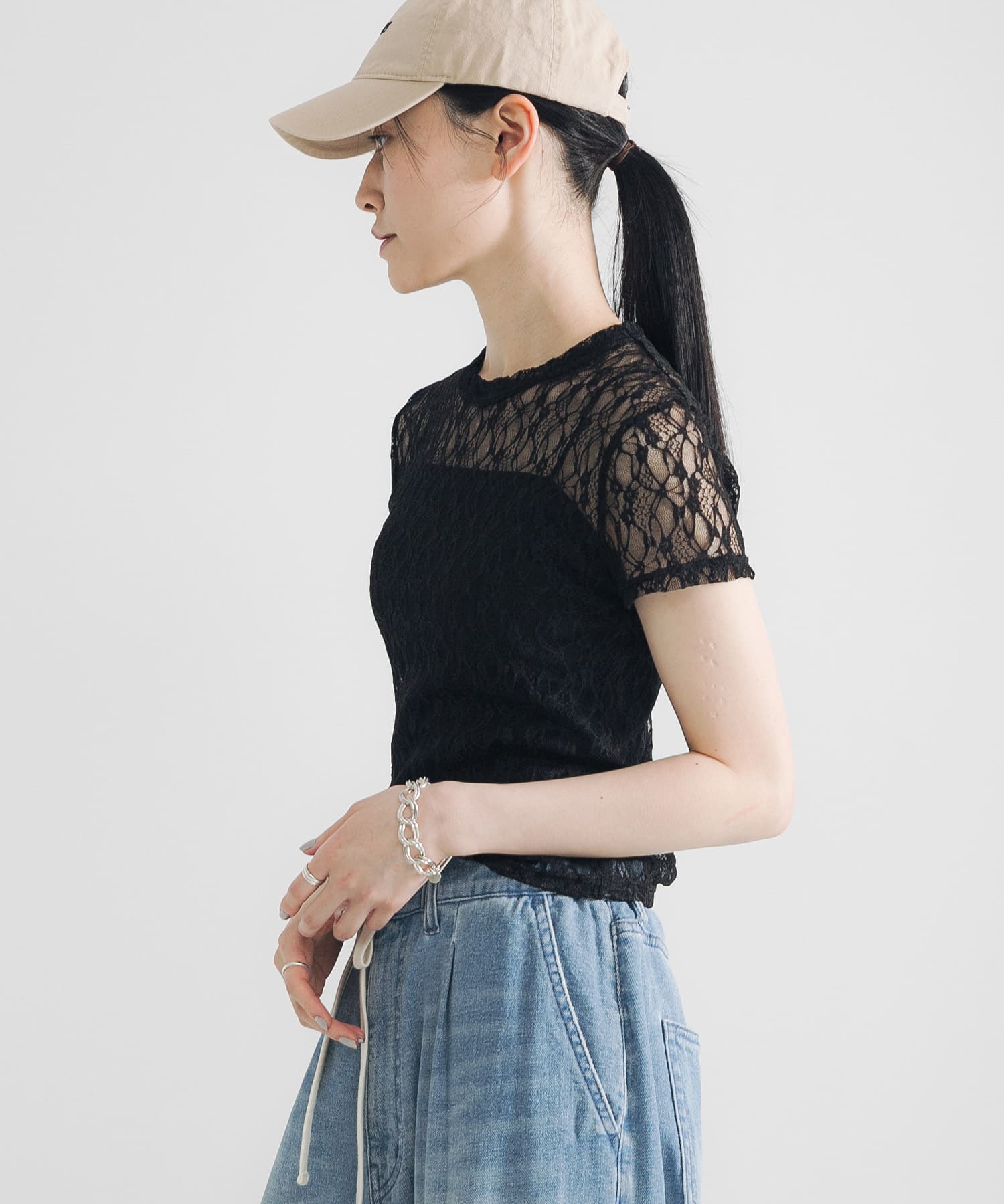 ストレッチレースTシャツ