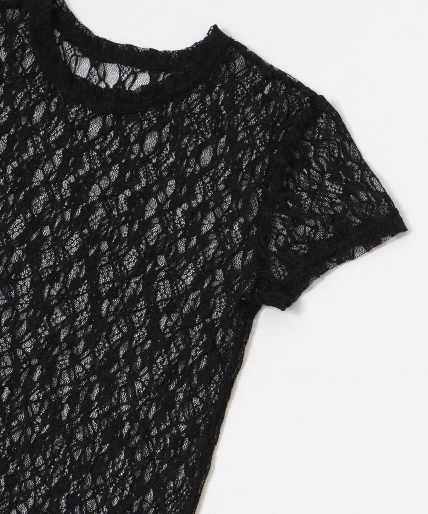 ストレッチレースTシャツ BLACK FREE
