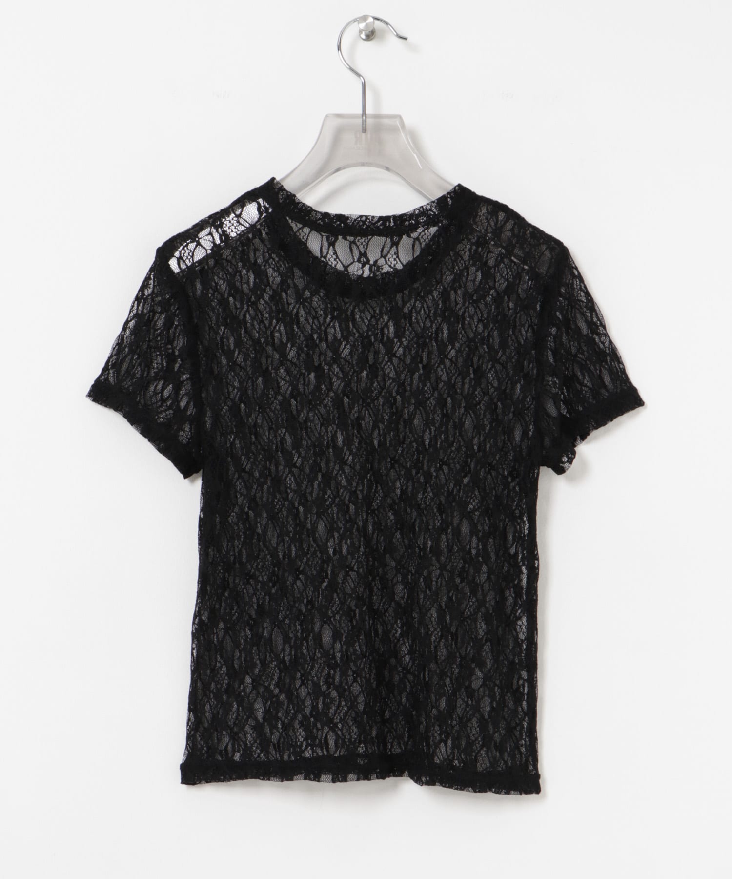 ストレッチレースTシャツ BLACK FREE