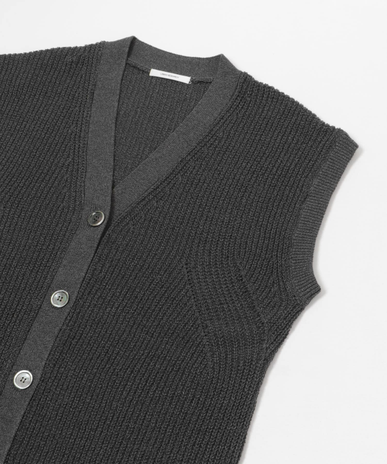 ペーパーヤーンチュニックニットベスト CHARCOAL FREE