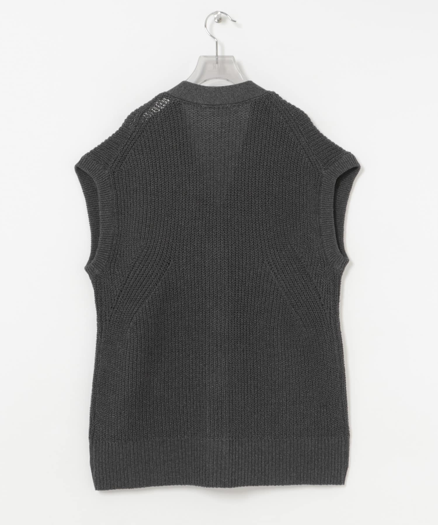 ペーパーヤーンチュニックニットベスト CHARCOAL FREE
