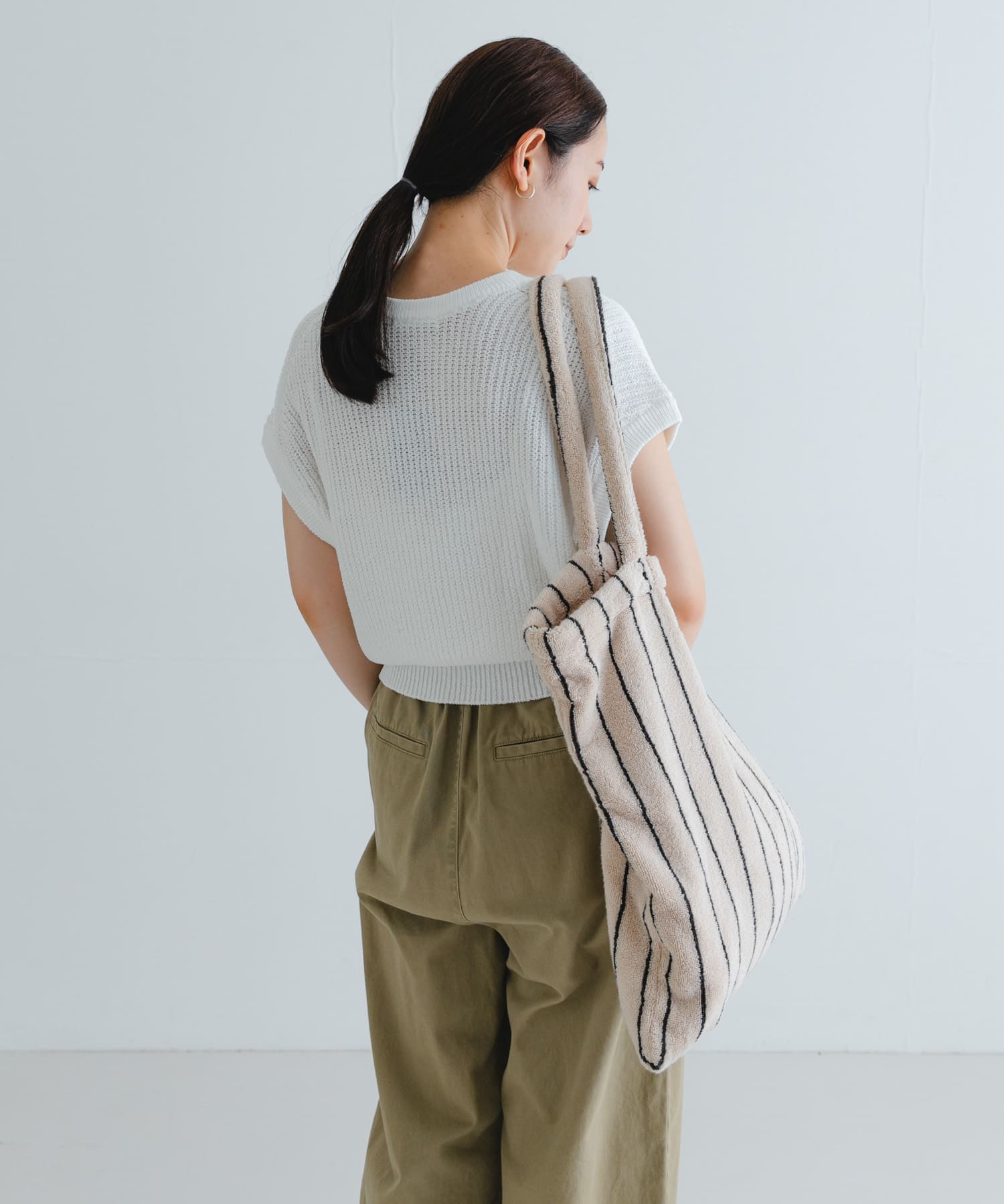 ペーパーヤーンフレンチスリーブニット WHITE FREE