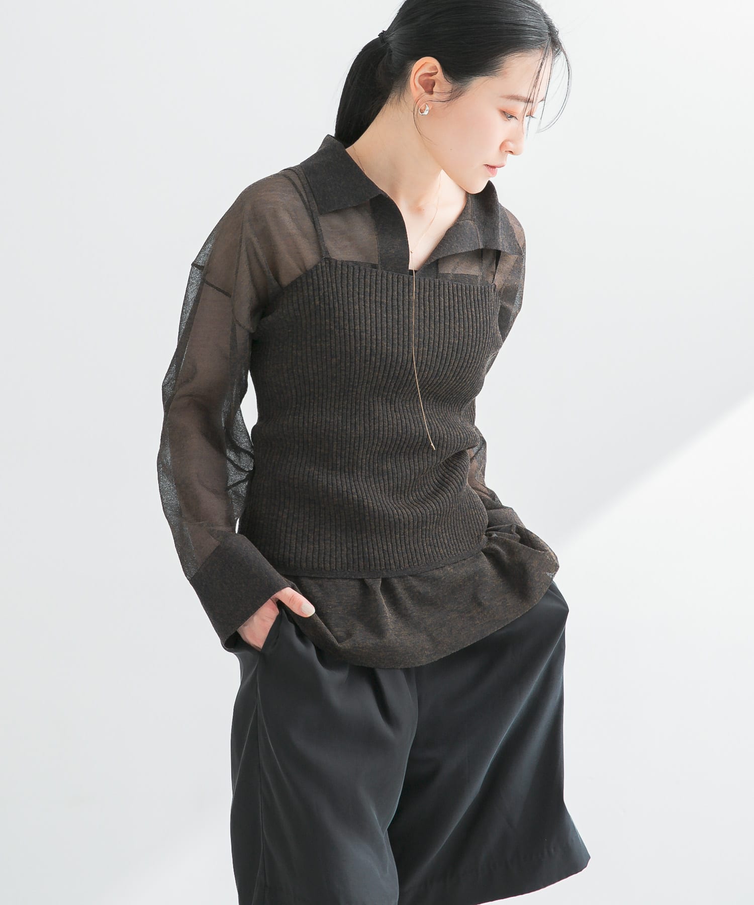 ラミー混スキッパーシアーニット