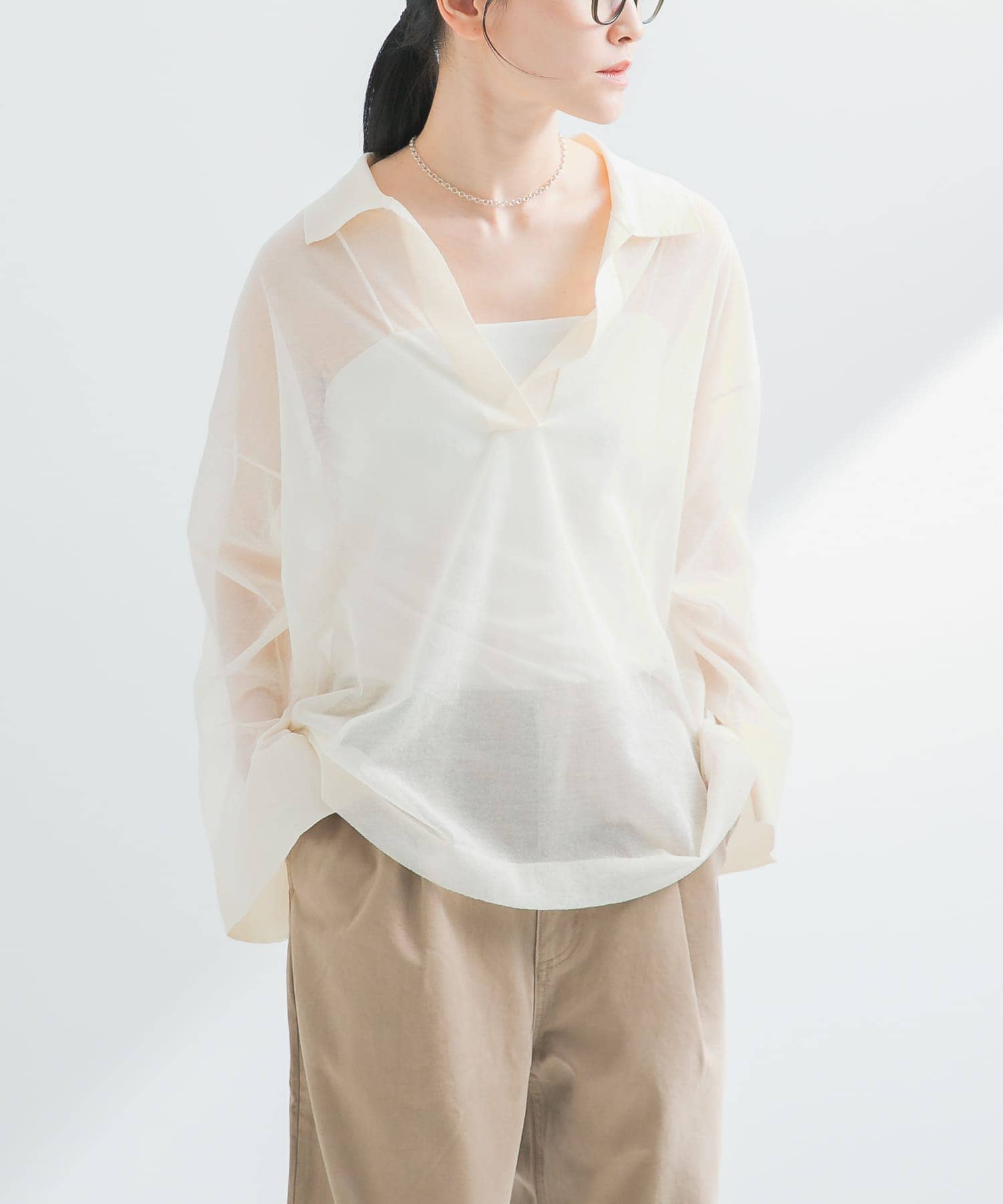 ラミー混スキッパーシアーニット