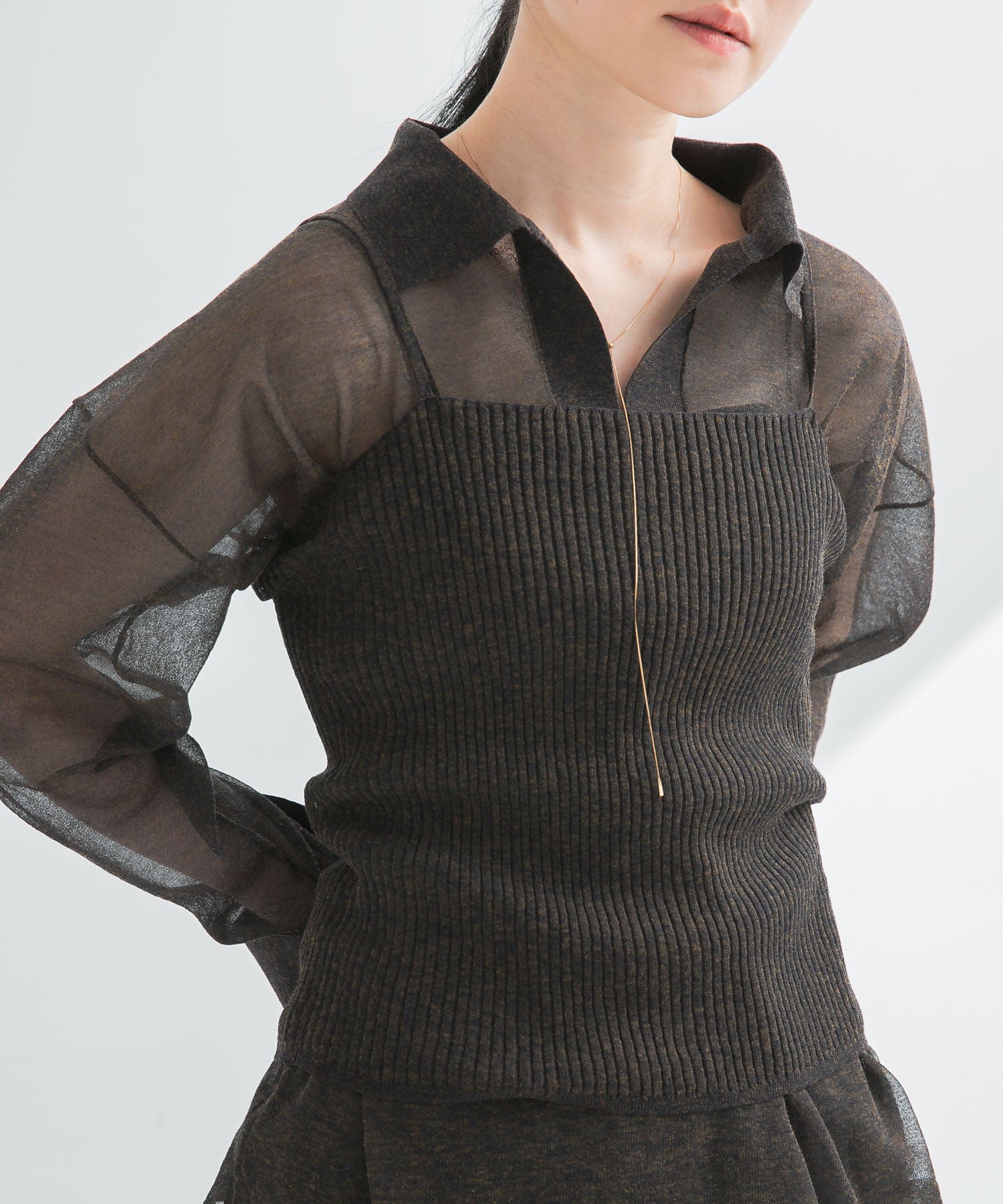 ラミー混リブシアーキャミソール