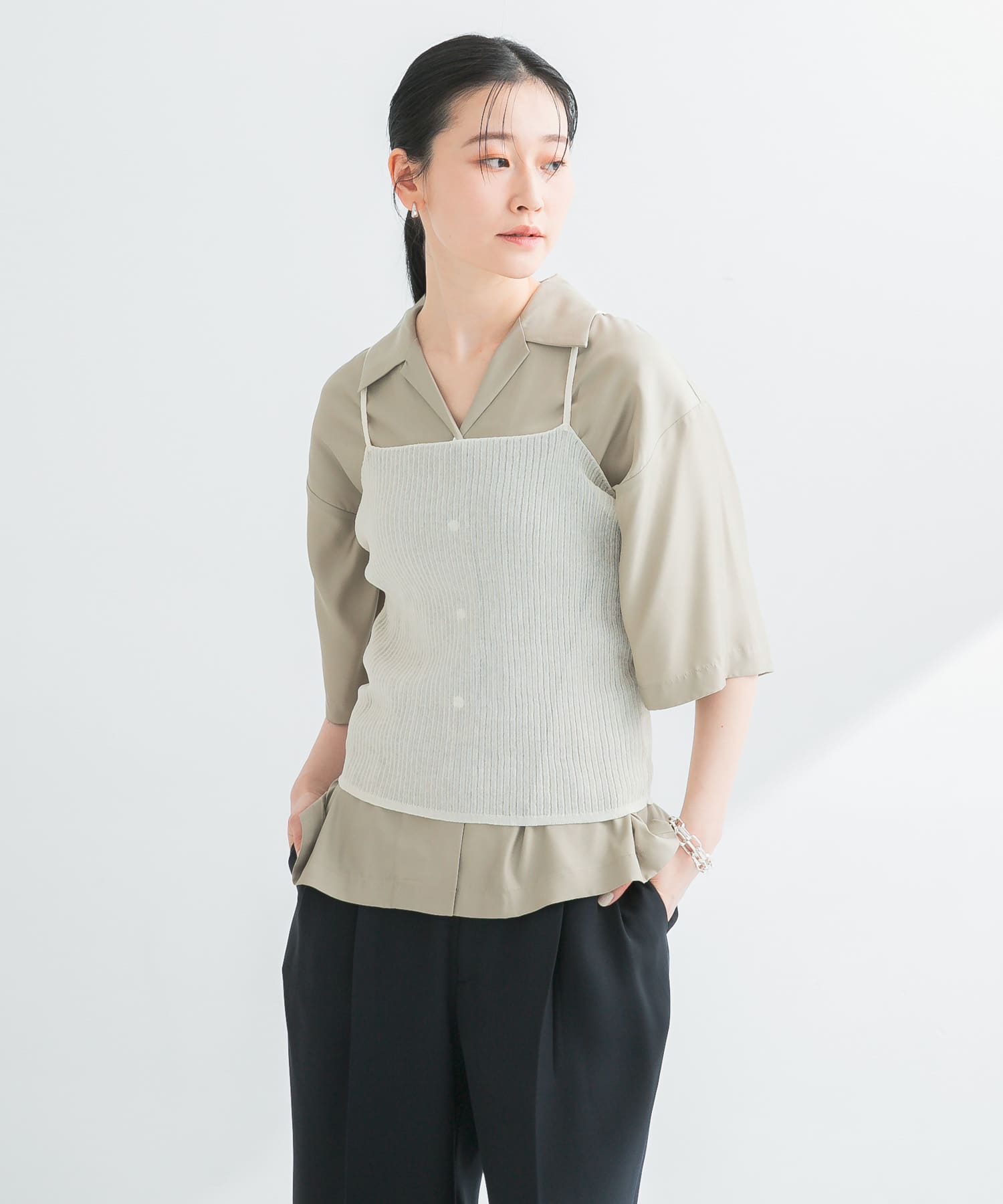 ラミー混リブシアーキャミソール