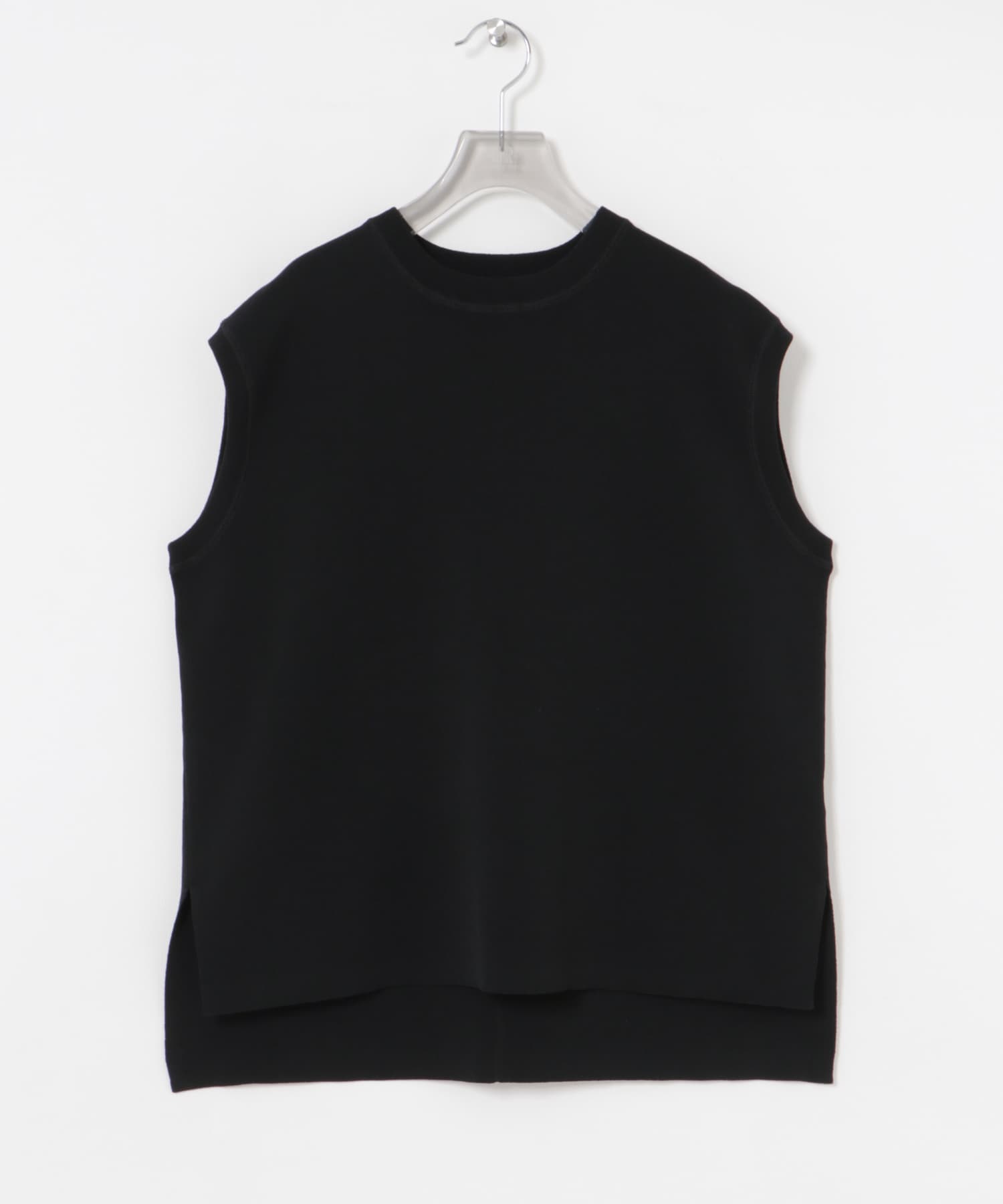 フレンチスリーブチュニックニット BLACK FREE