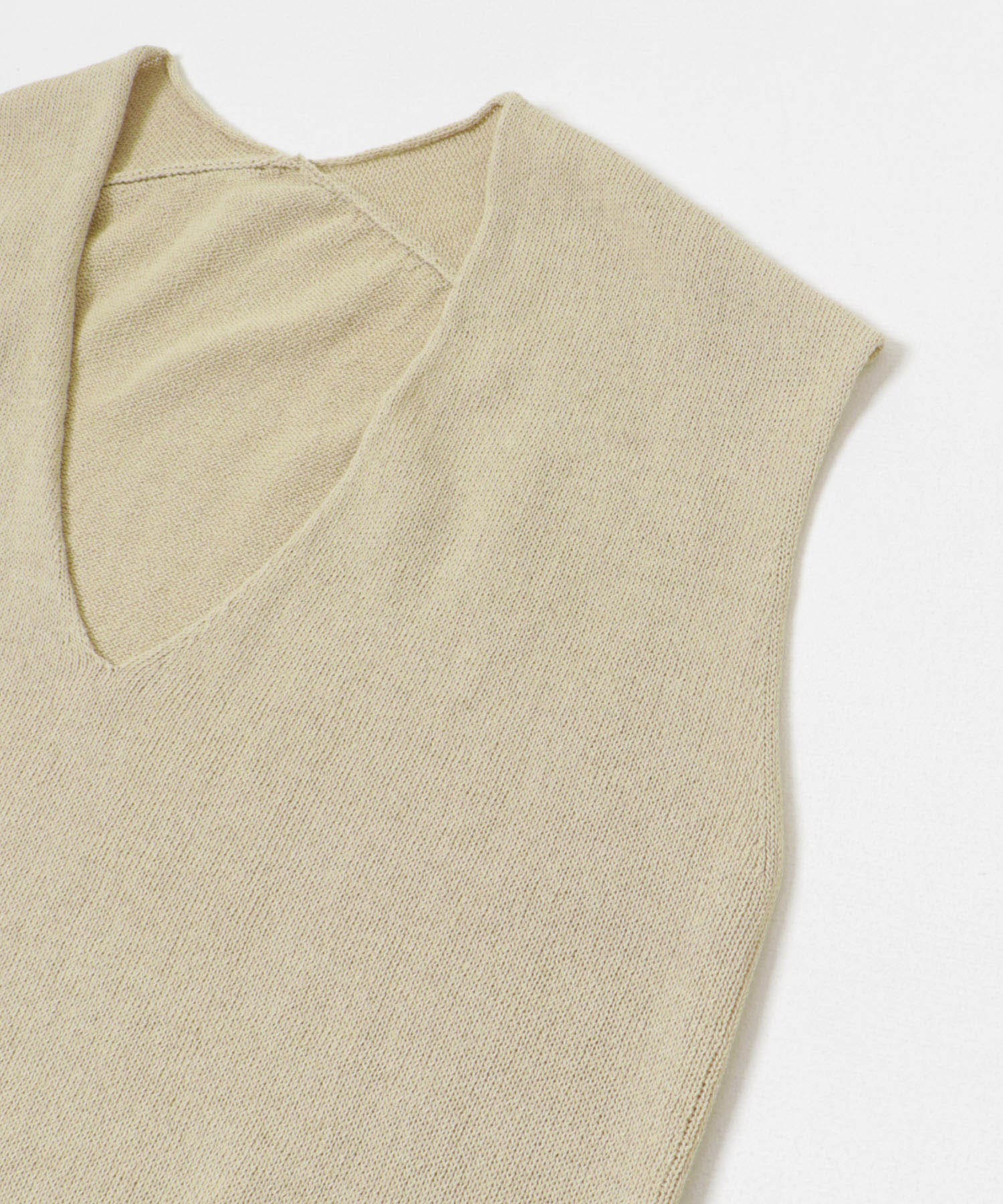 リネンコットンVネックニットベスト BEIGE FREE